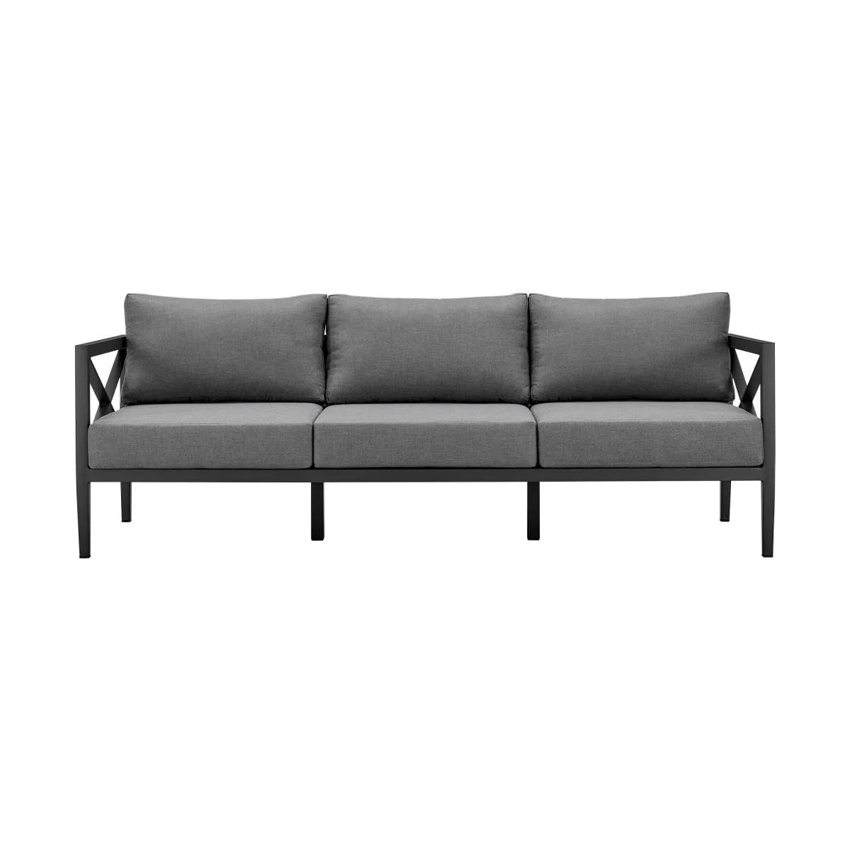 Sonoma Outdoor 4 piece Set in Dark Grey Finish and Dark Grey Cushions By Armen Living - Image 6