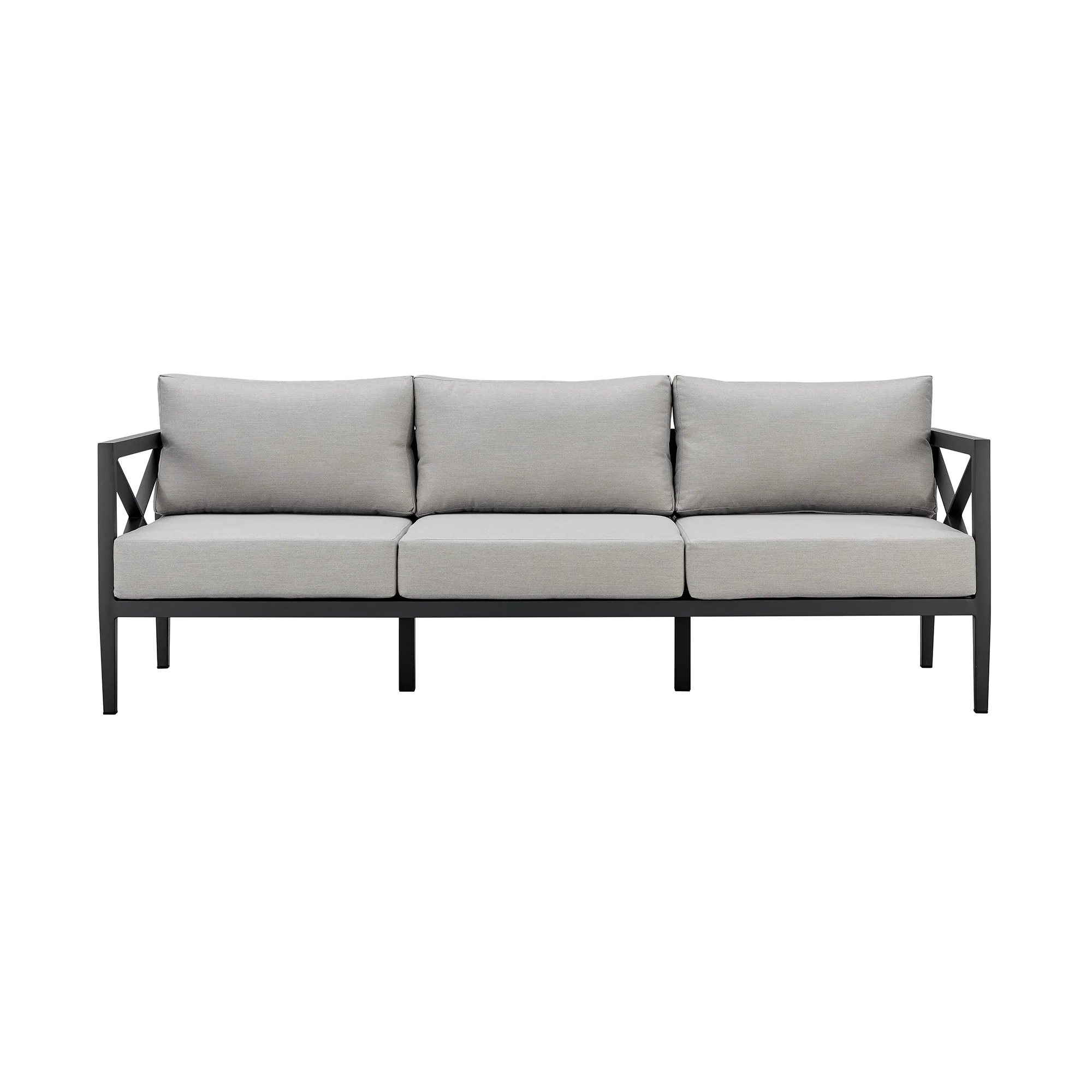 Sonoma Outdoor 4 piece Set in Dark Grey Finish and Light Grey Cushions By Armen Living - Image 3
