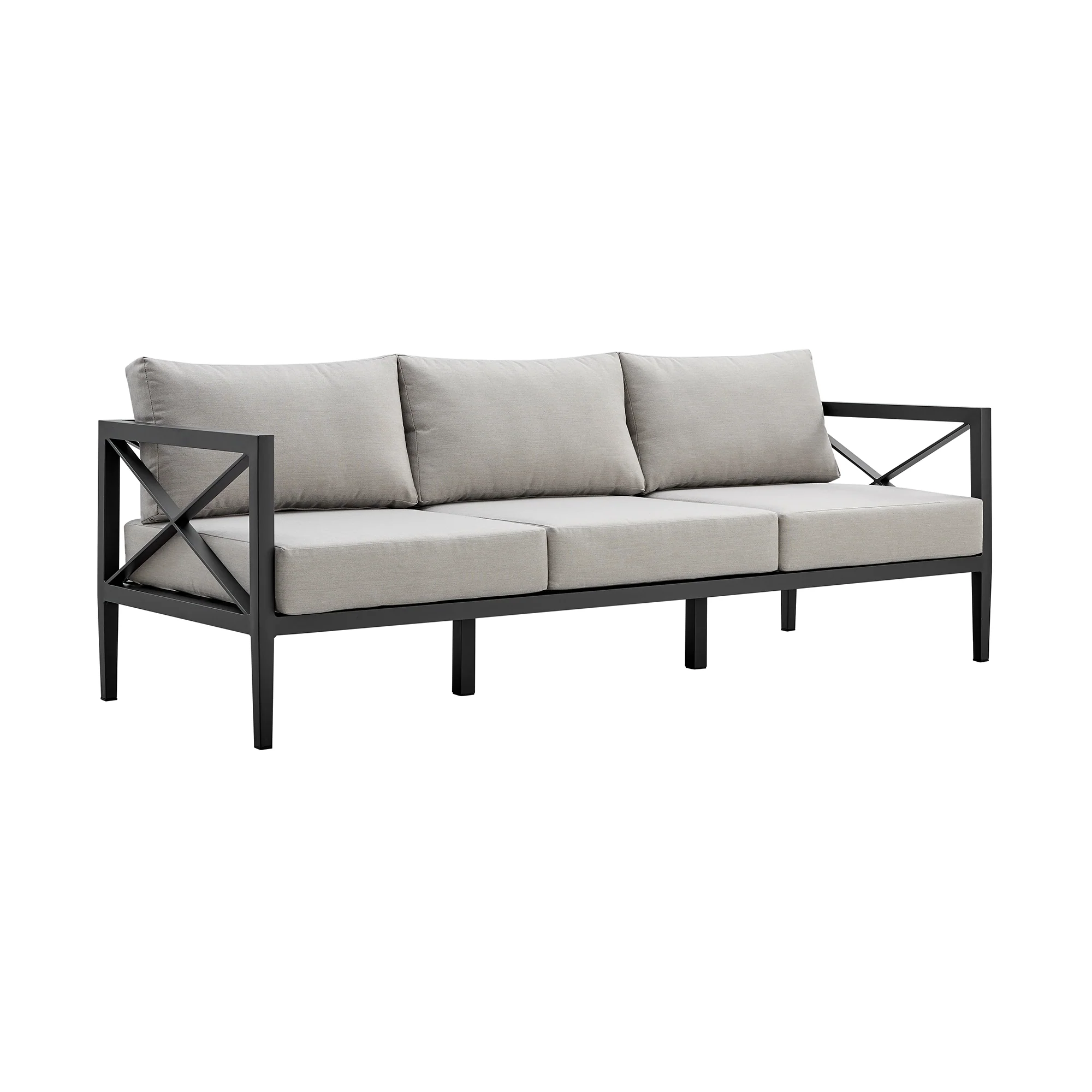 Sonoma Outdoor 4 piece Set in Dark Grey Finish and Light Grey Cushions By Armen Living - Image 4