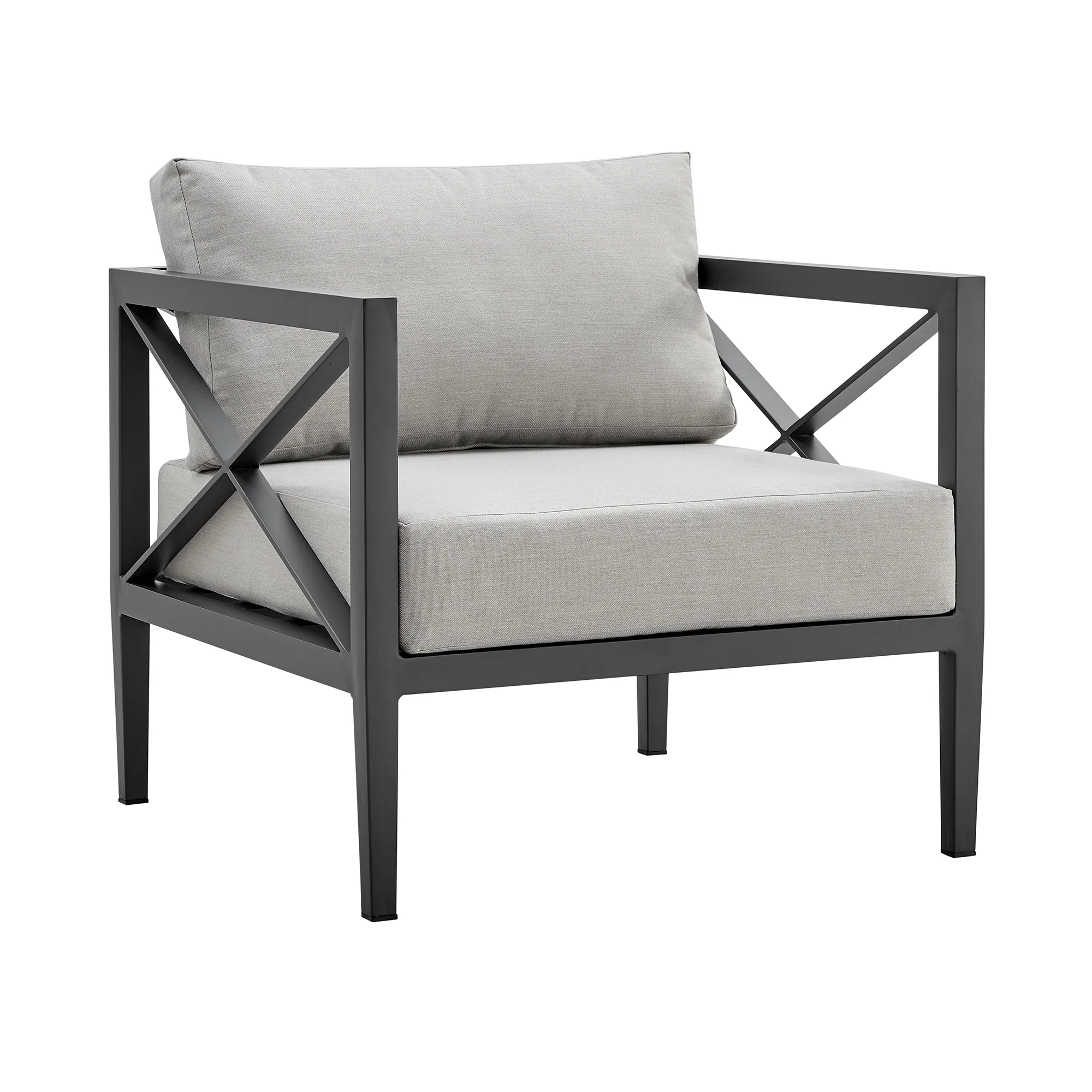 Sonoma Outdoor 4 piece Set in Dark Grey Finish and Light Grey Cushions By Armen Living - Image 6