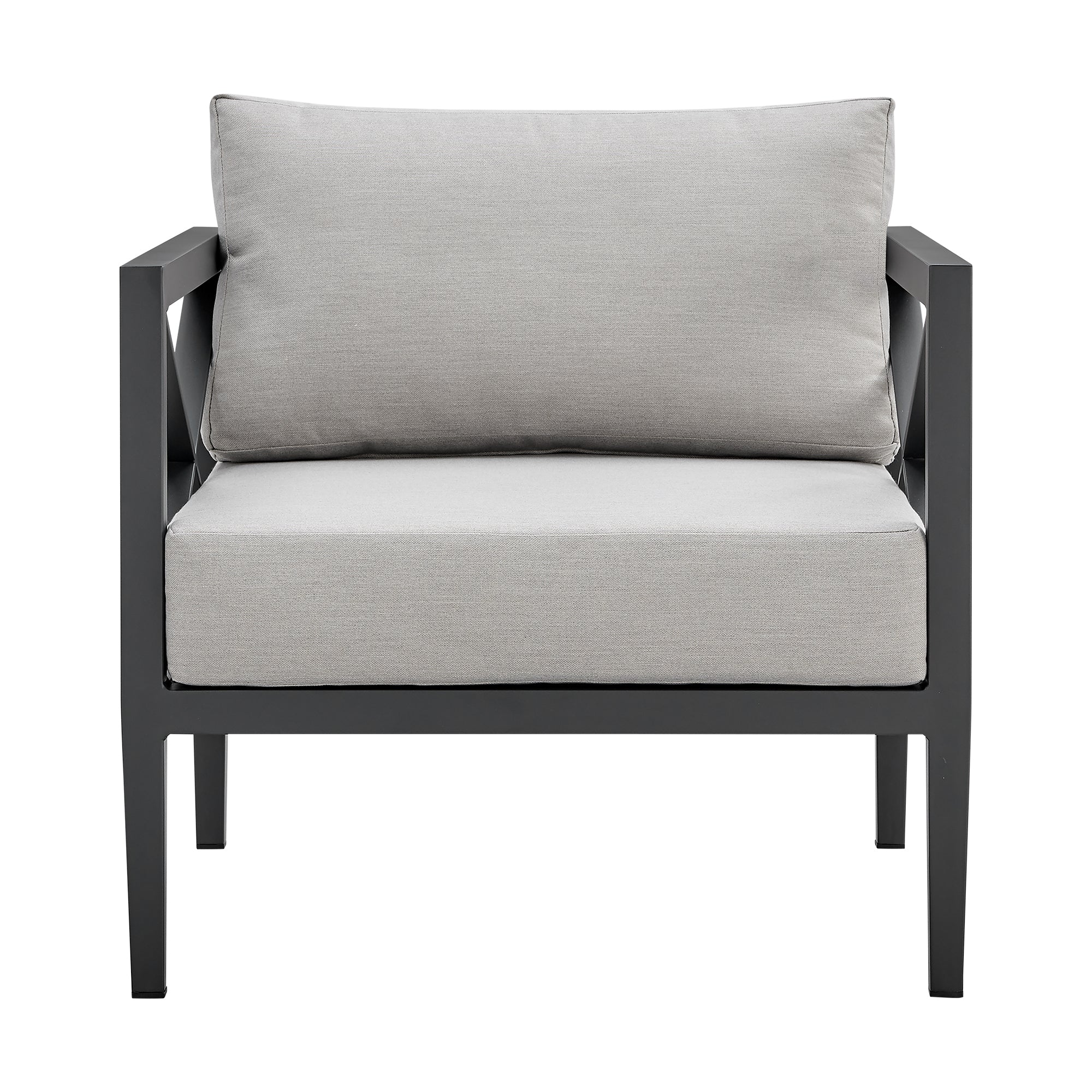 Sonoma Outdoor 4 piece Set in Dark Grey Finish and Light Grey Cushions By Armen Living - Image 7