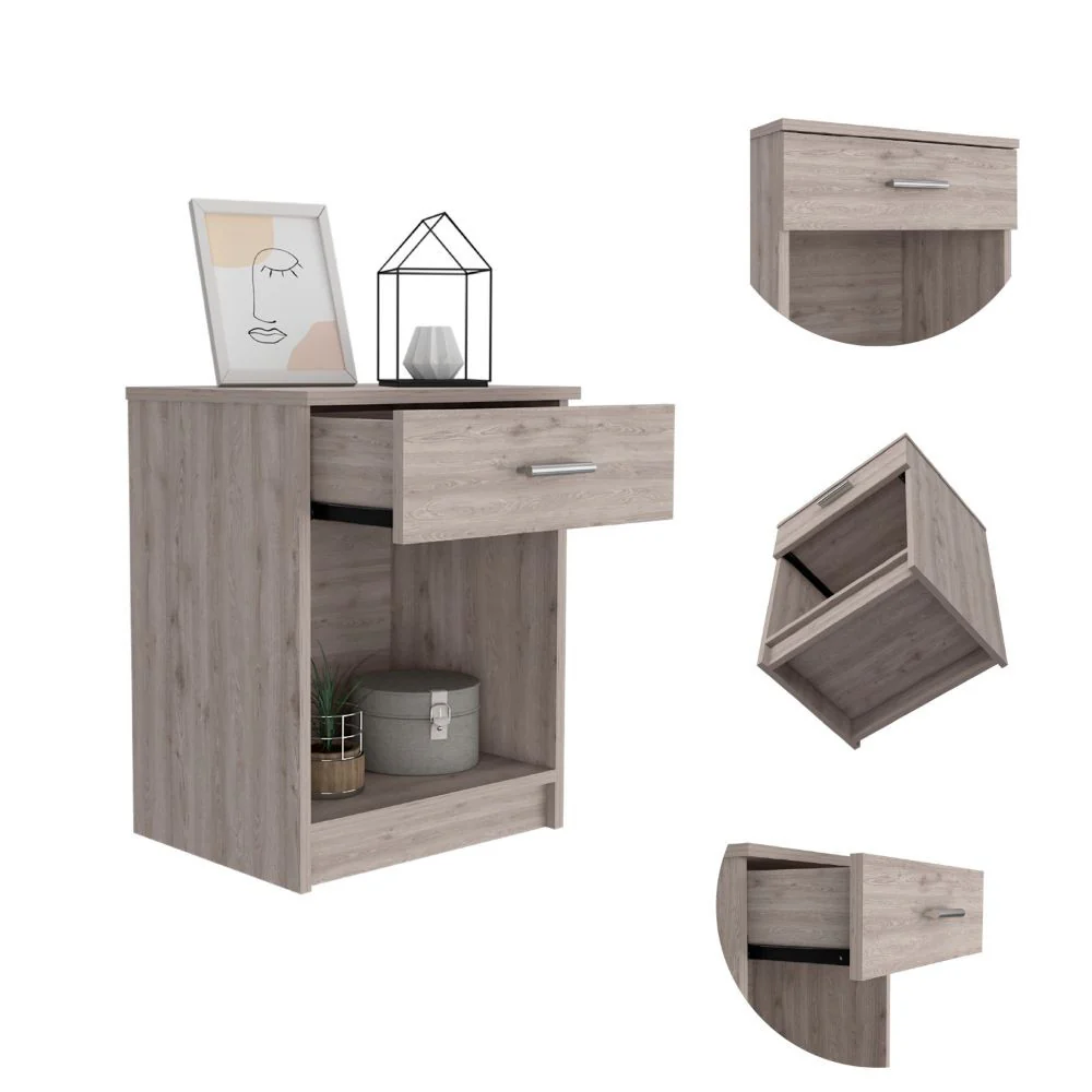 Sophisticated and Stylish Light Grey Eco Nightstand By Homeroots - Image 3