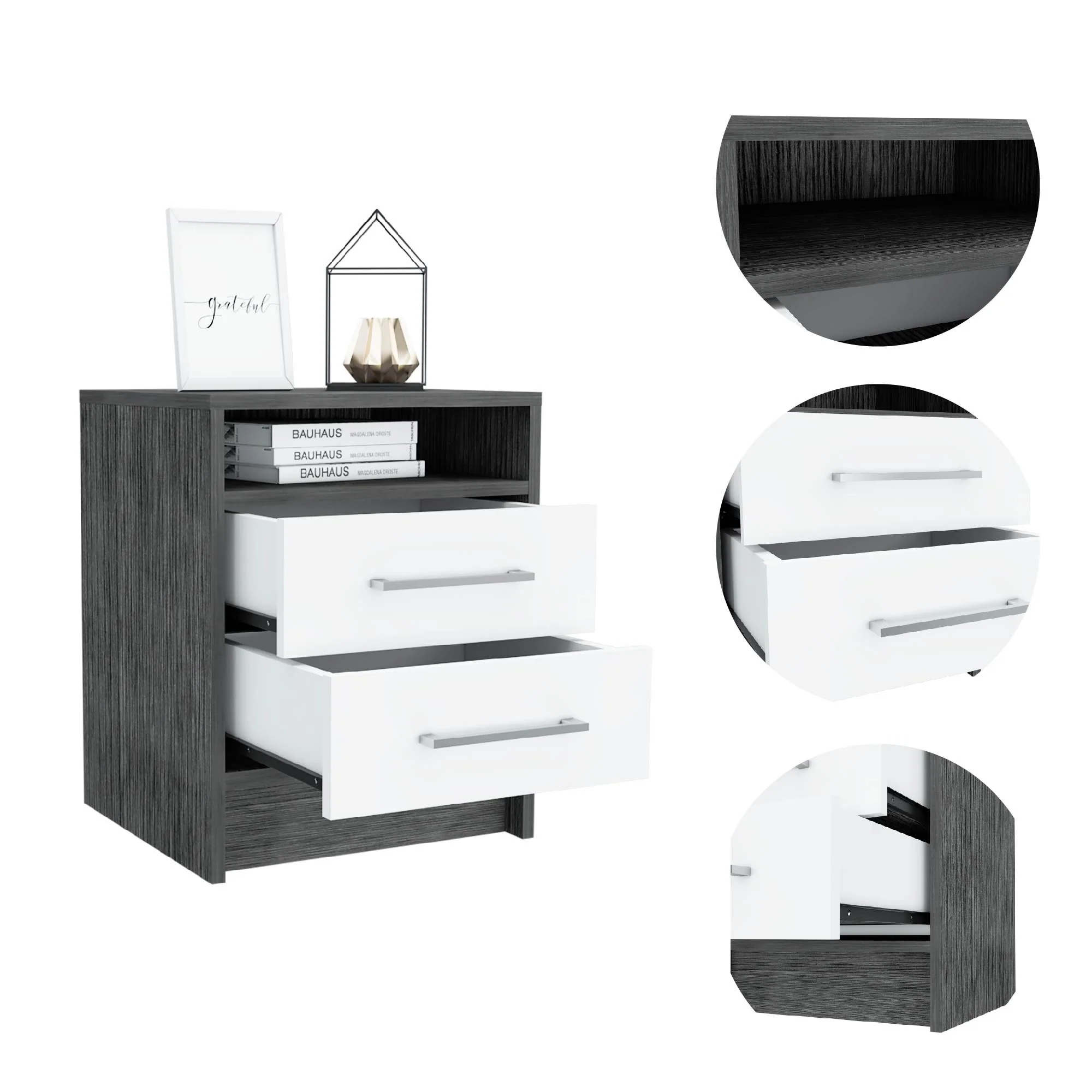 Sophisticated and Stylish Light Grey Nightstand By Homeroots - Image 11