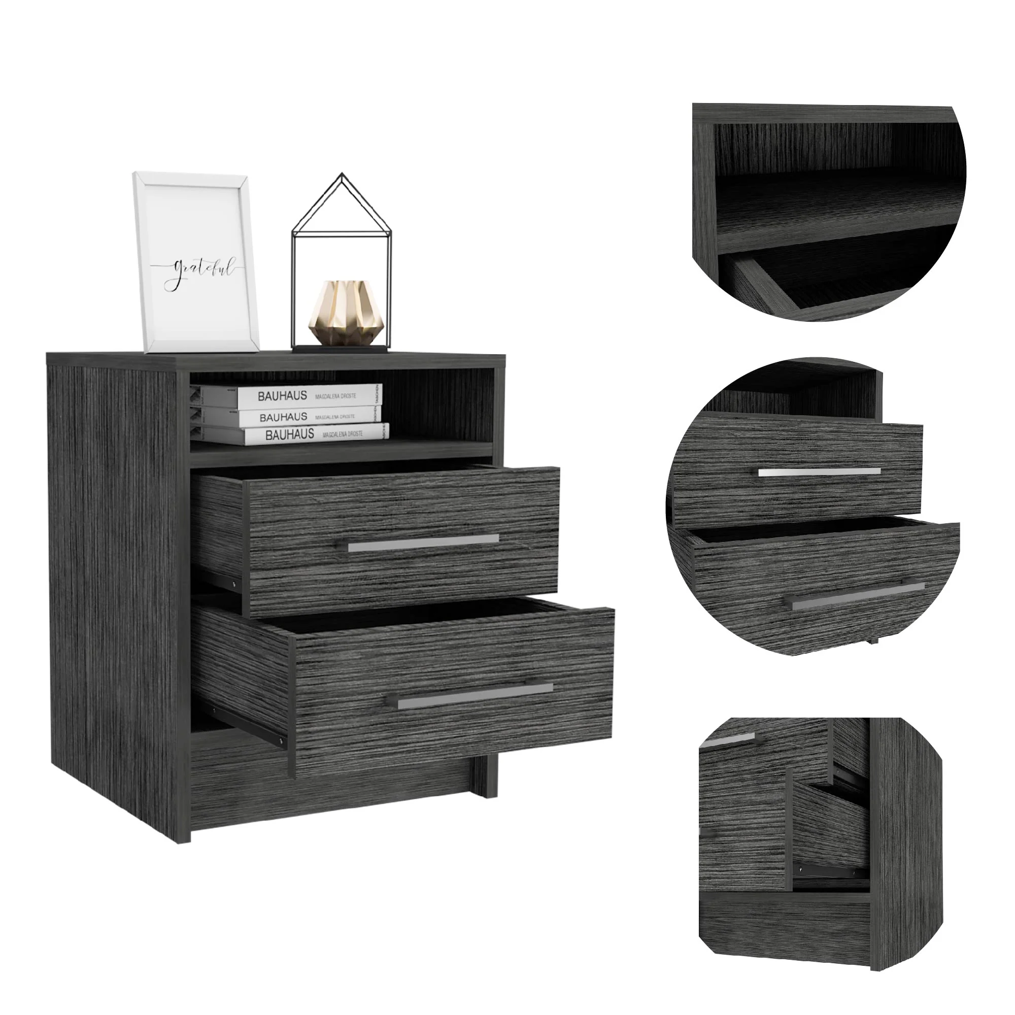 Sophisticated and Stylish Light Grey Nightstand By Homeroots - Image 7