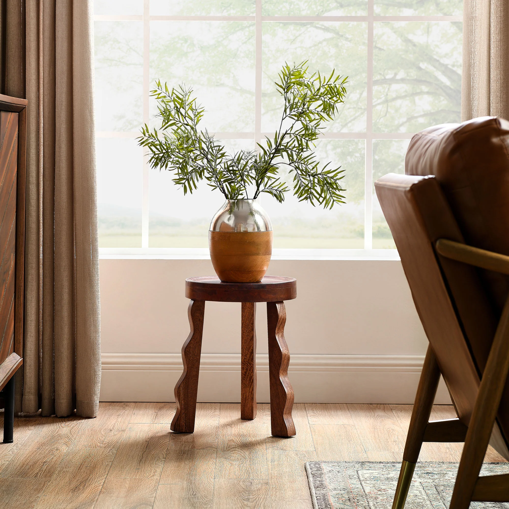 Sorrel Carved Wood Stool by Modway - Image 6