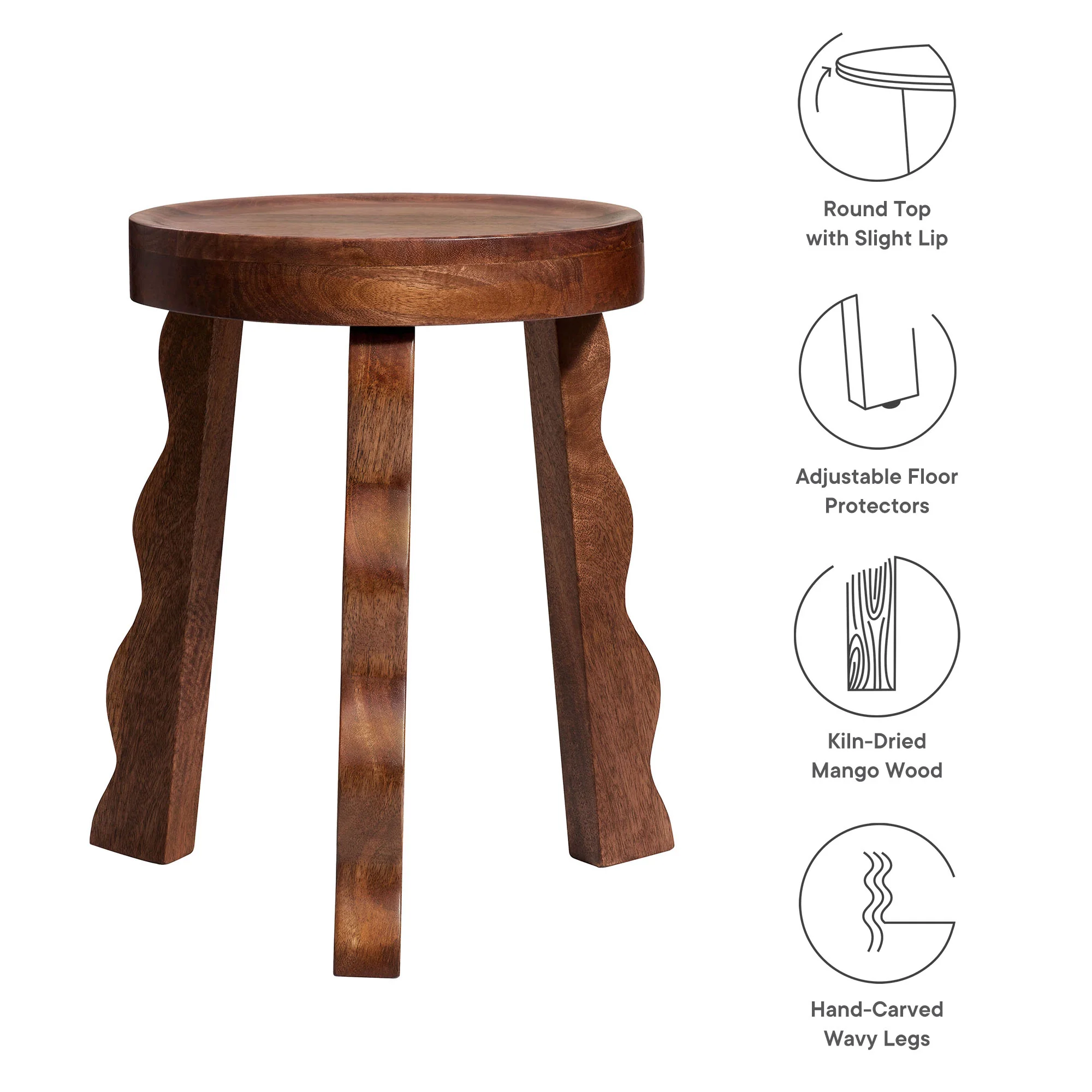 Sorrel Carved Wood Stool by Modway - Image 7