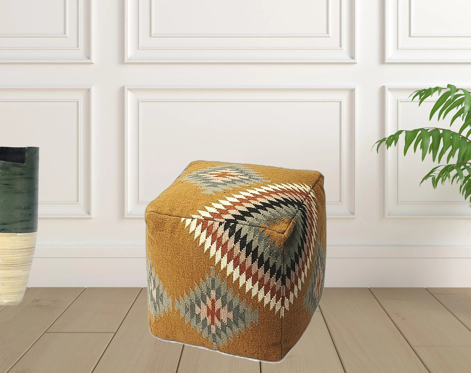 Southwest Lodge Pouf Ottoman By Homeroots - Image 2