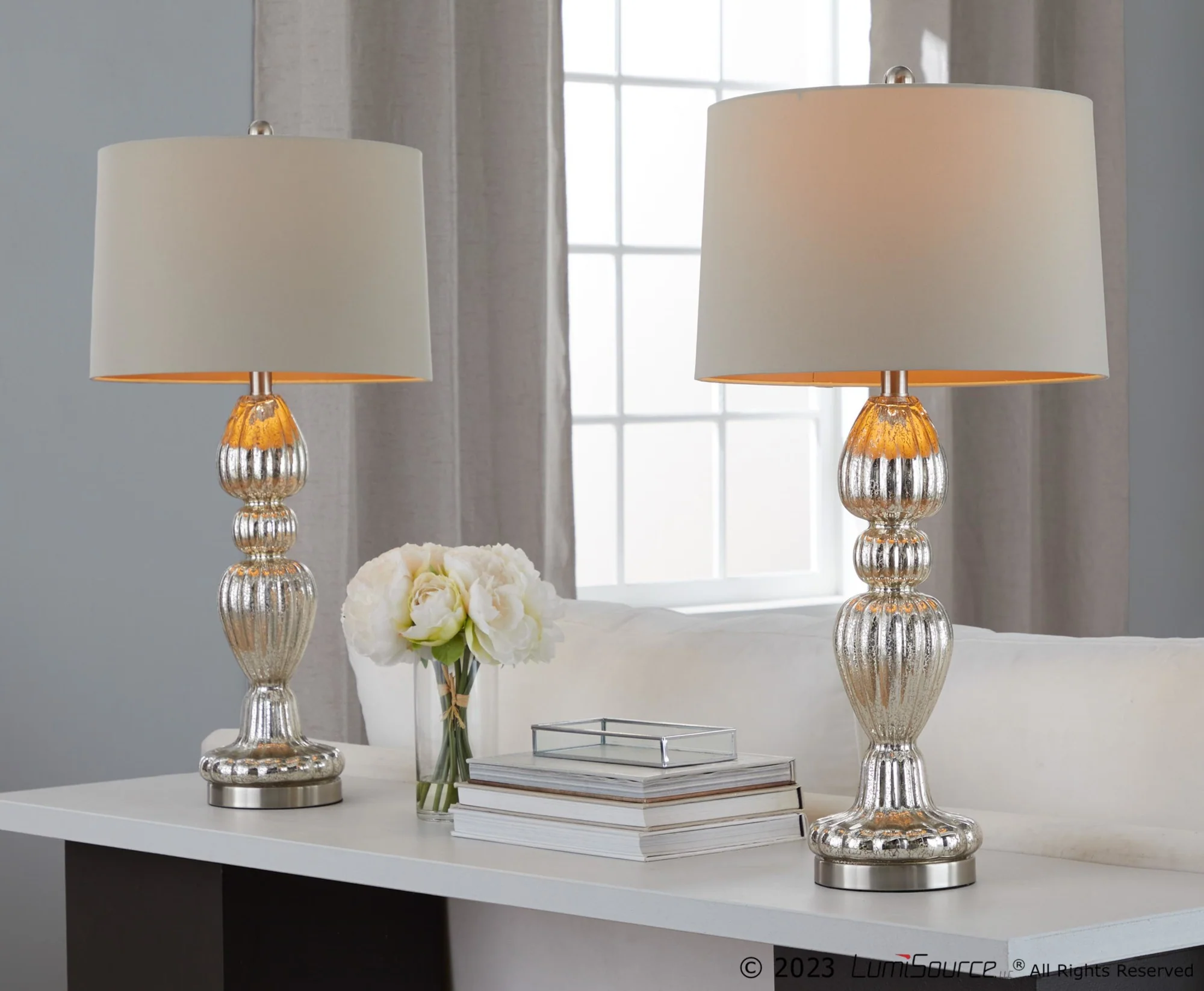 Spade 30" Glass Table Lamp - Set of 2 By LumiSource - GTG30-SPADE SVBNINA2 - Image 2