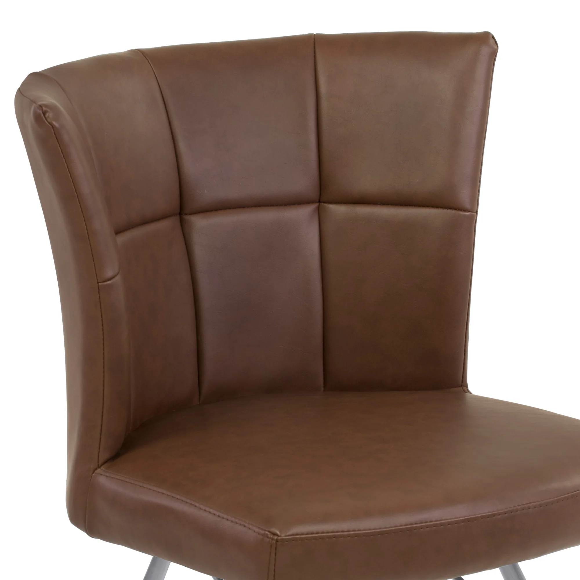 Spago Contemporary Dining Chair in Vintage Coffee Faux Leather with Brushed Stainless Steel Finish - Set of 2 By Armen Living - Image 6