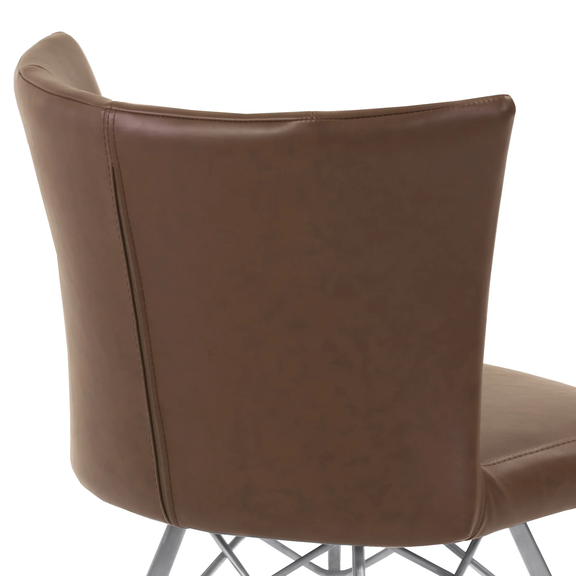 Spago Contemporary Dining Chair in Vintage Coffee Faux Leather with Brushed Stainless Steel Finish - Set of 2 By Armen Living - Image 7