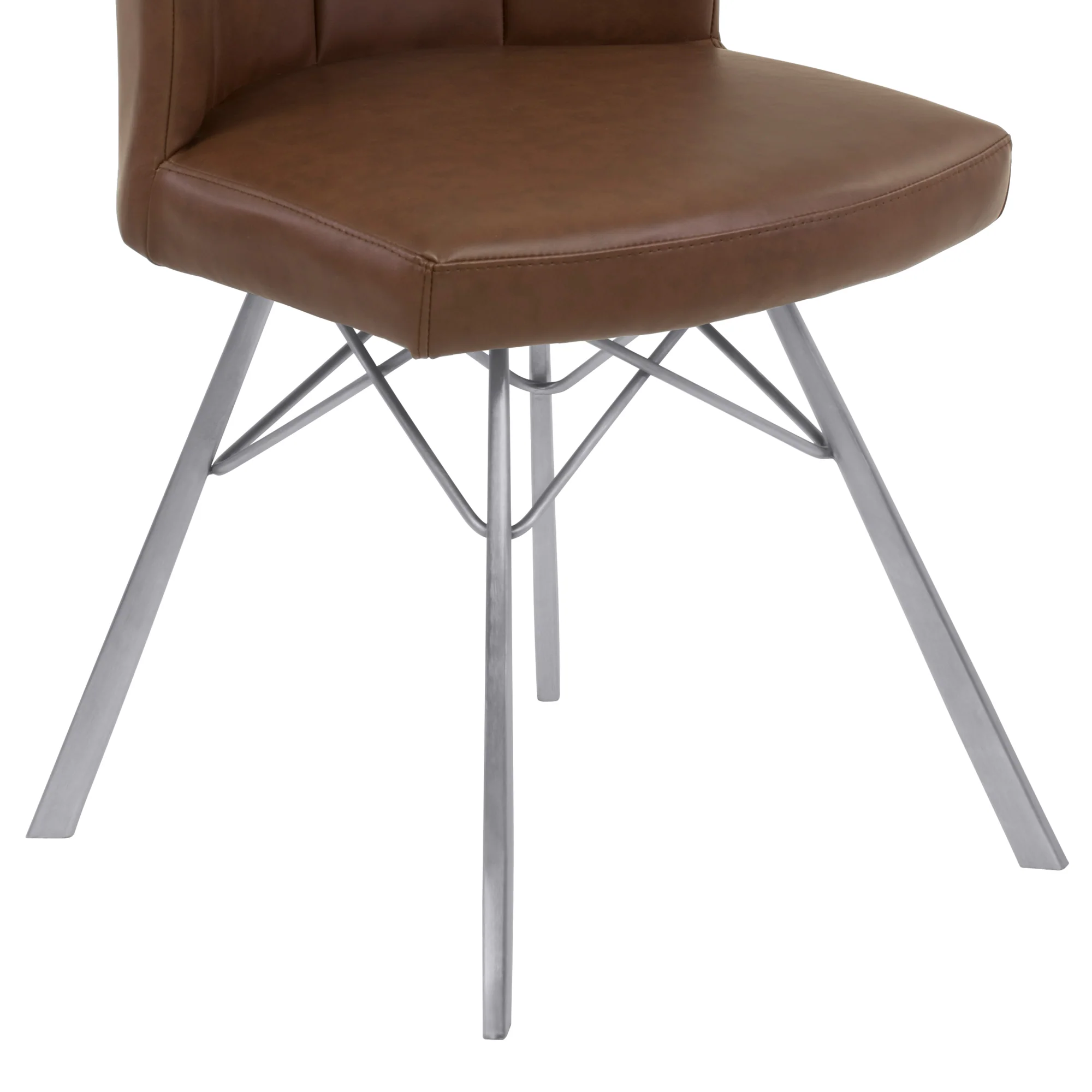 Spago Contemporary Dining Chair in Vintage Coffee Faux Leather with Brushed Stainless Steel Finish - Set of 2 By Armen Living - Image 8