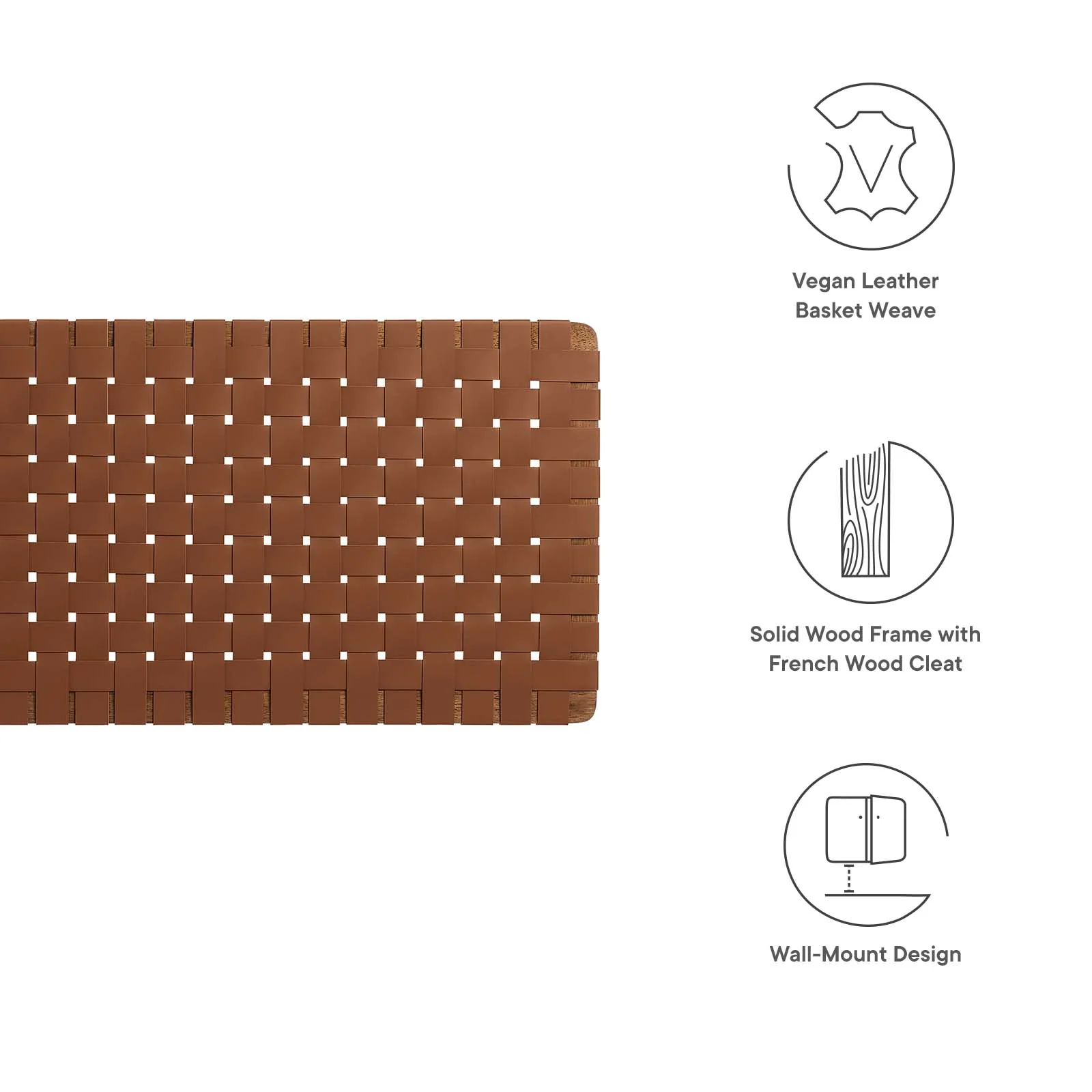 Sparta Weave Wall-Mount Queen Vegan Leather Headboard By Modway - MOD-7124 - Image 25