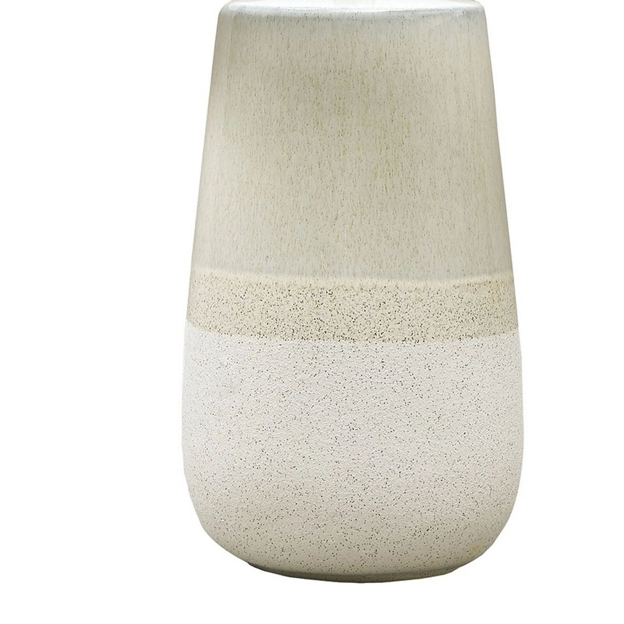 Speckled Ceramic Base Table Lamp With Drum Shade Beige By Benzara - Image 2