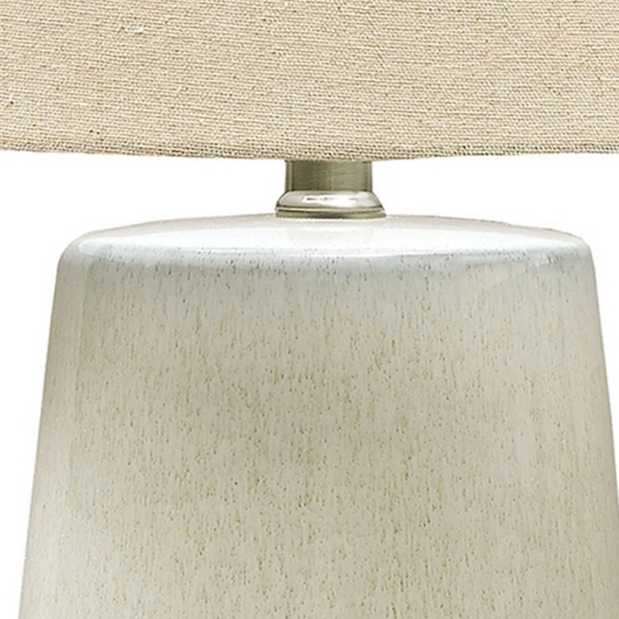 Speckled Ceramic Base Table Lamp With Drum Shade Beige By Benzara - Image 3