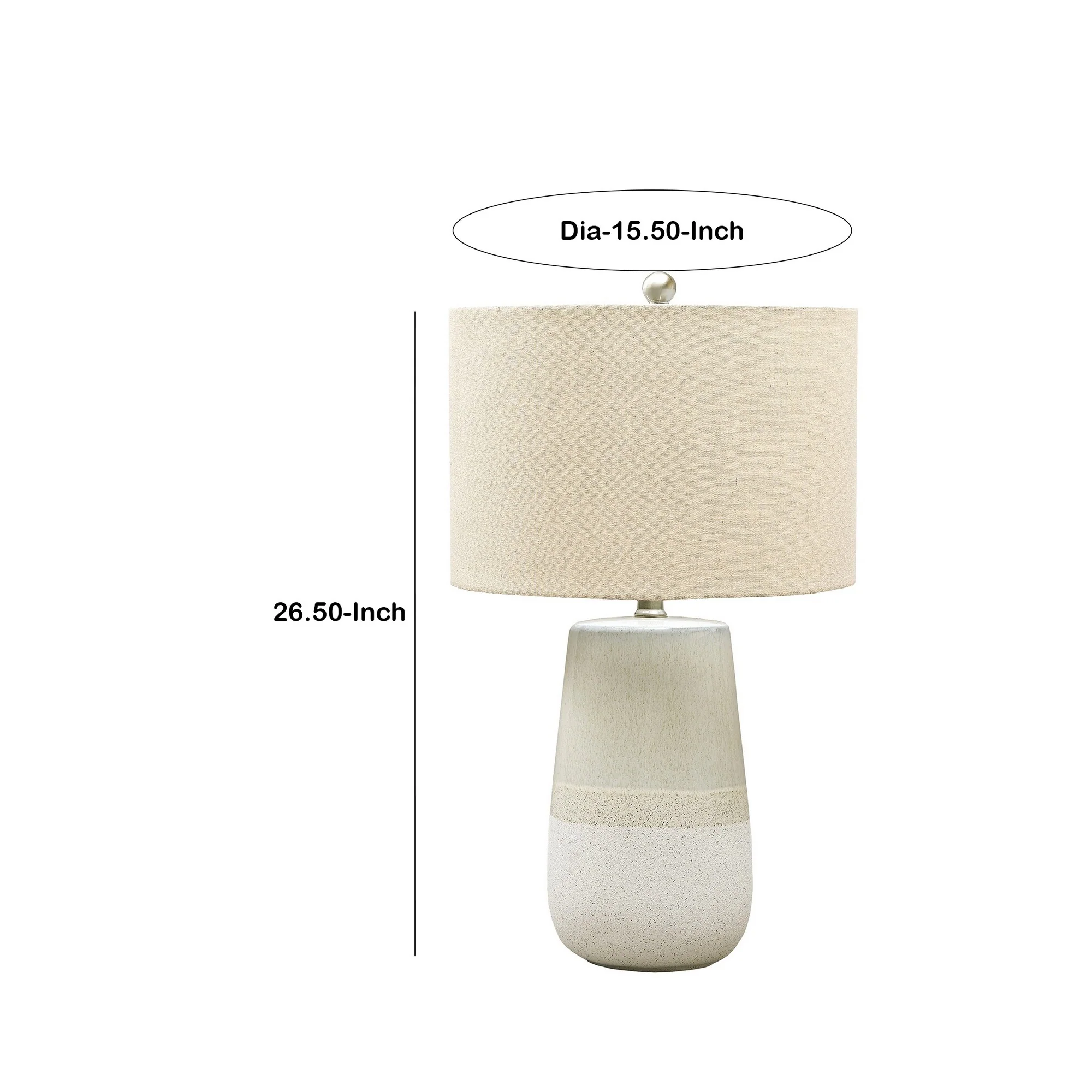 Speckled Ceramic Base Table Lamp With Drum Shade Beige By Benzara - Image 4