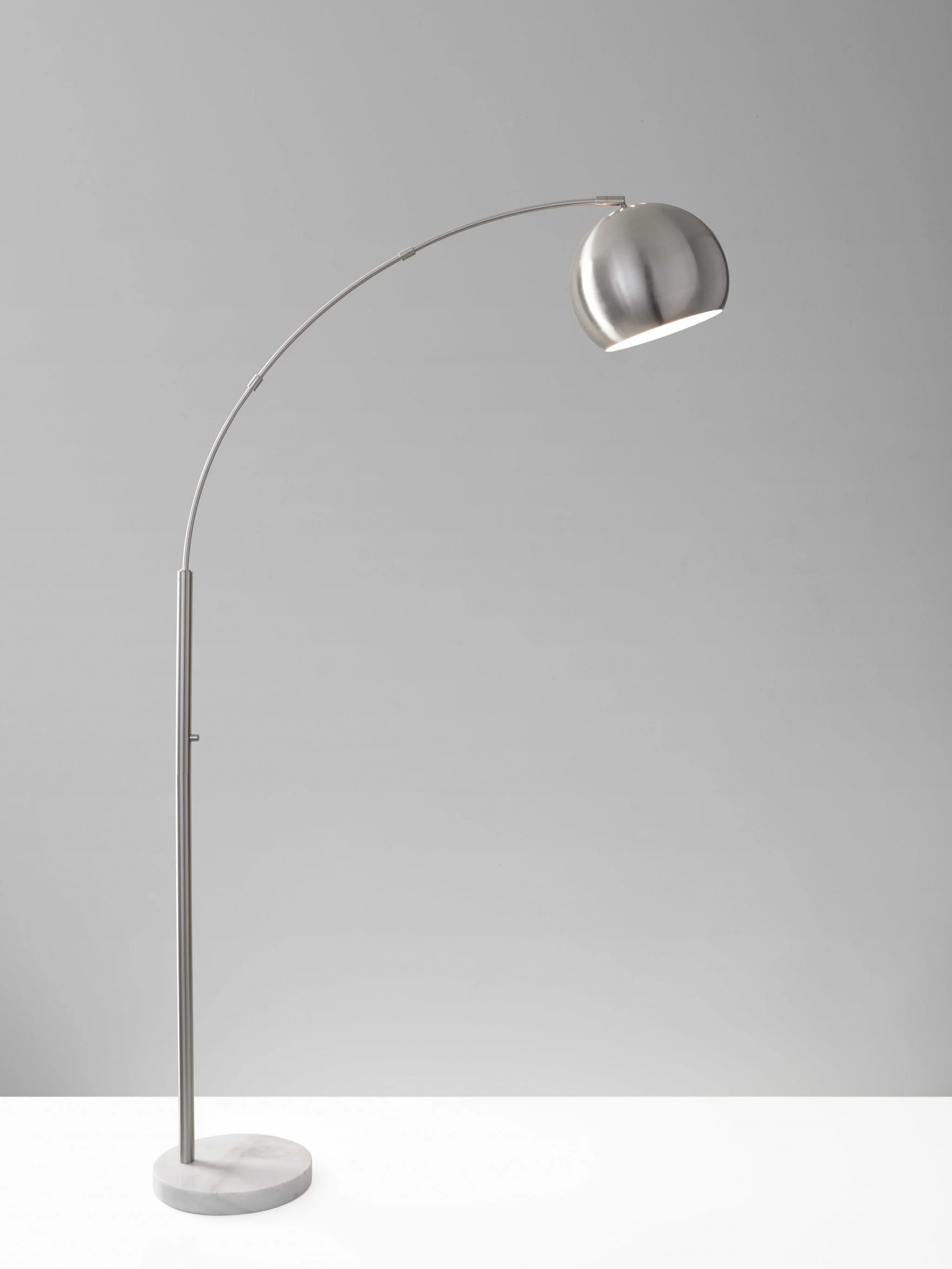 Spherical Brass Metal Curved Arm Floor Lamp - Image 2