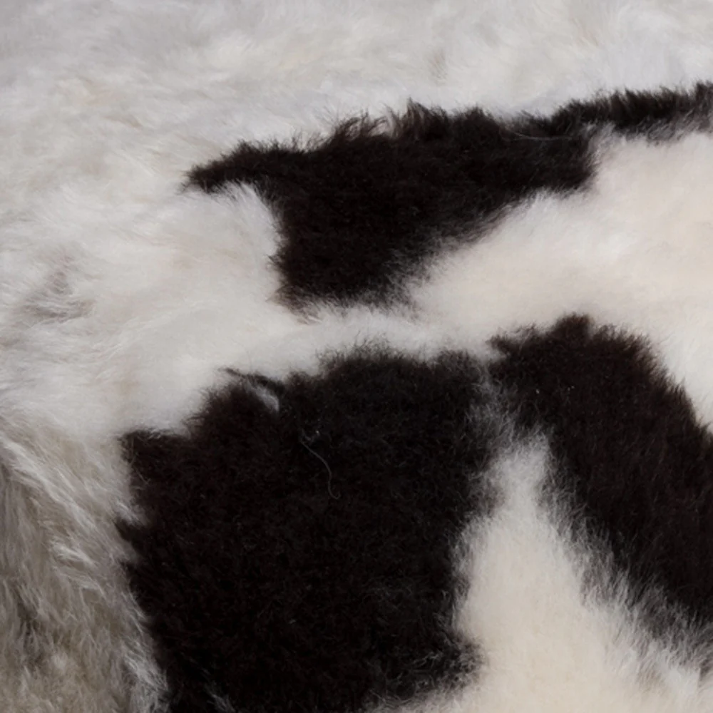 Spotted Short-Hair Sheepskin Cube Pouf By Homeroots - Image 4