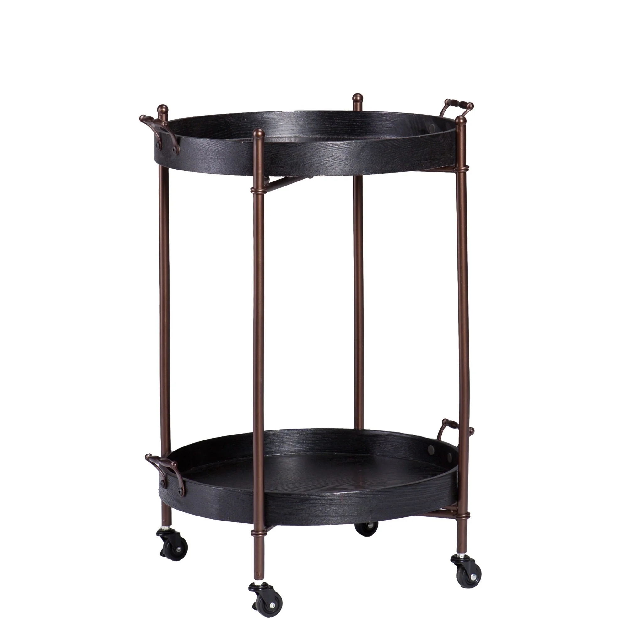 Spyro Black and Bronze Rolling Bar Cart Server By Homeroots - Image 3