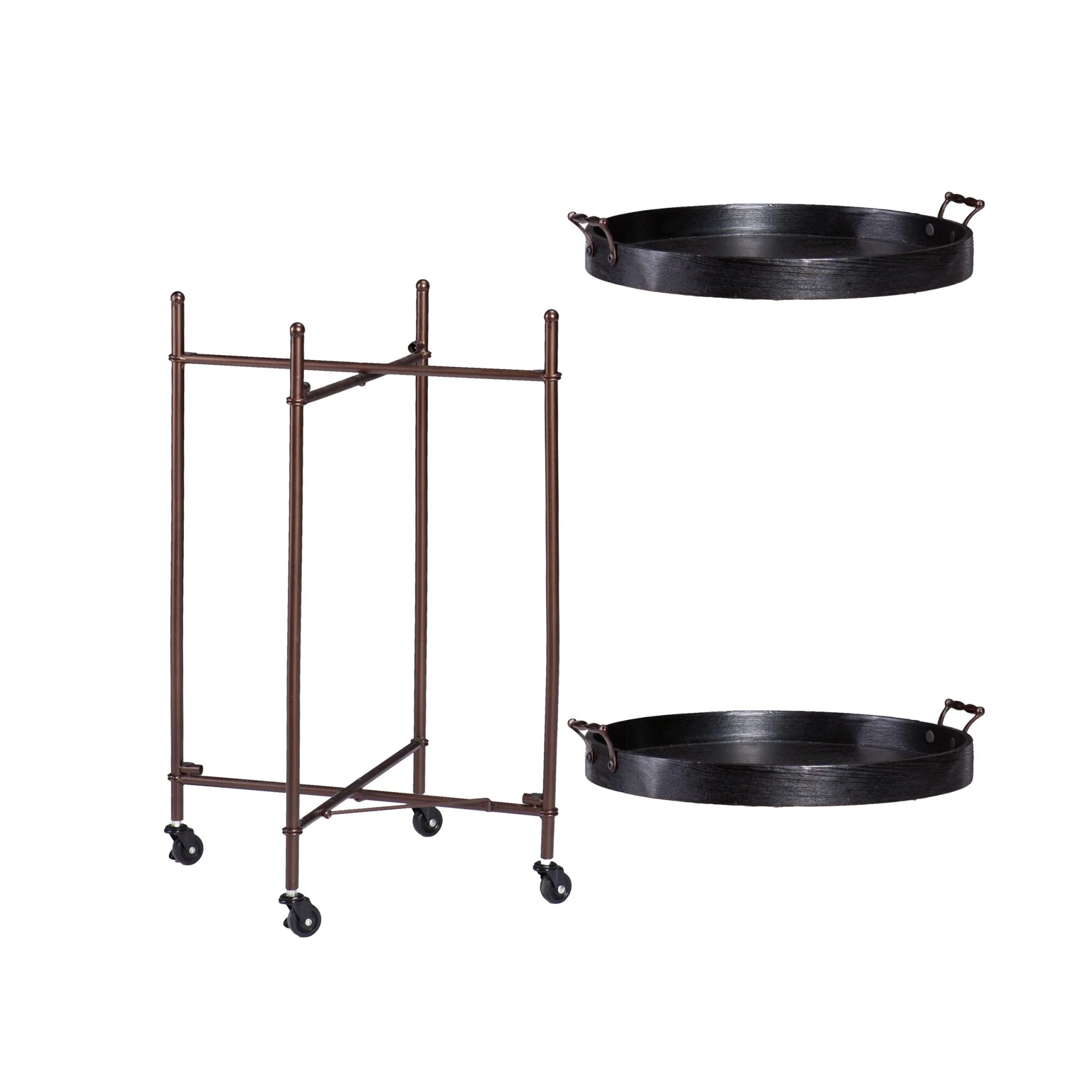 Spyro Black and Bronze Rolling Bar Cart Server By Homeroots - Image 4