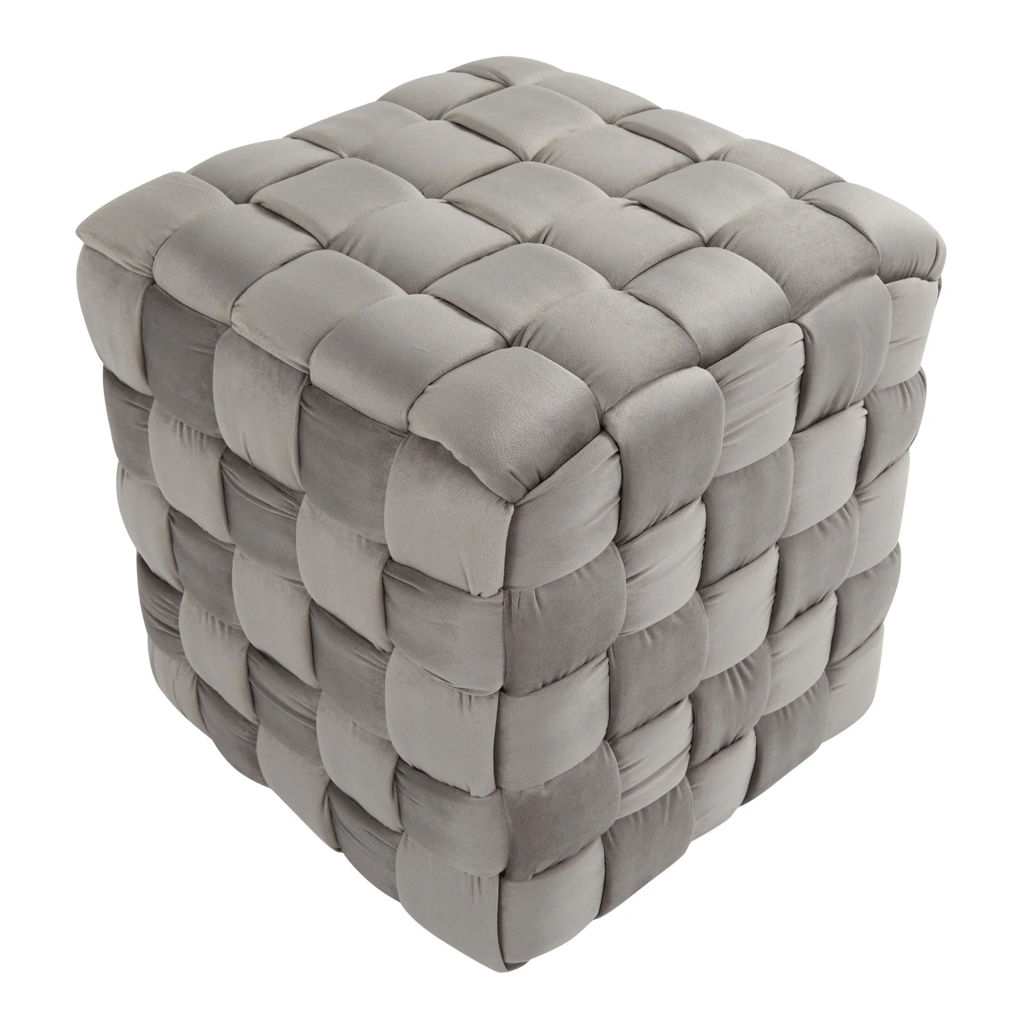 Braided Square 16" Ottoman Cream By LumiSource - Image 10
