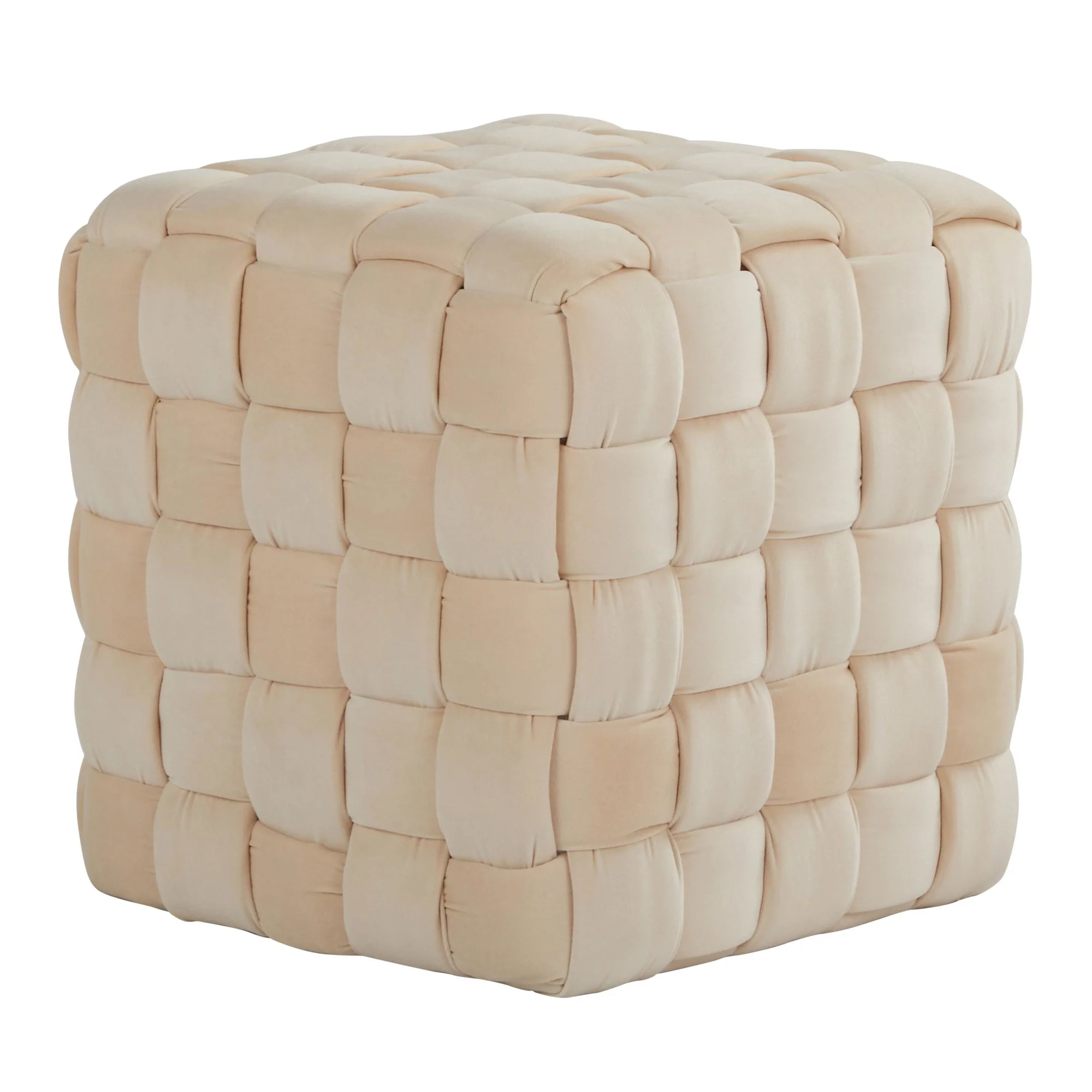Braided Square 16" Ottoman Cream By LumiSource - Image 2