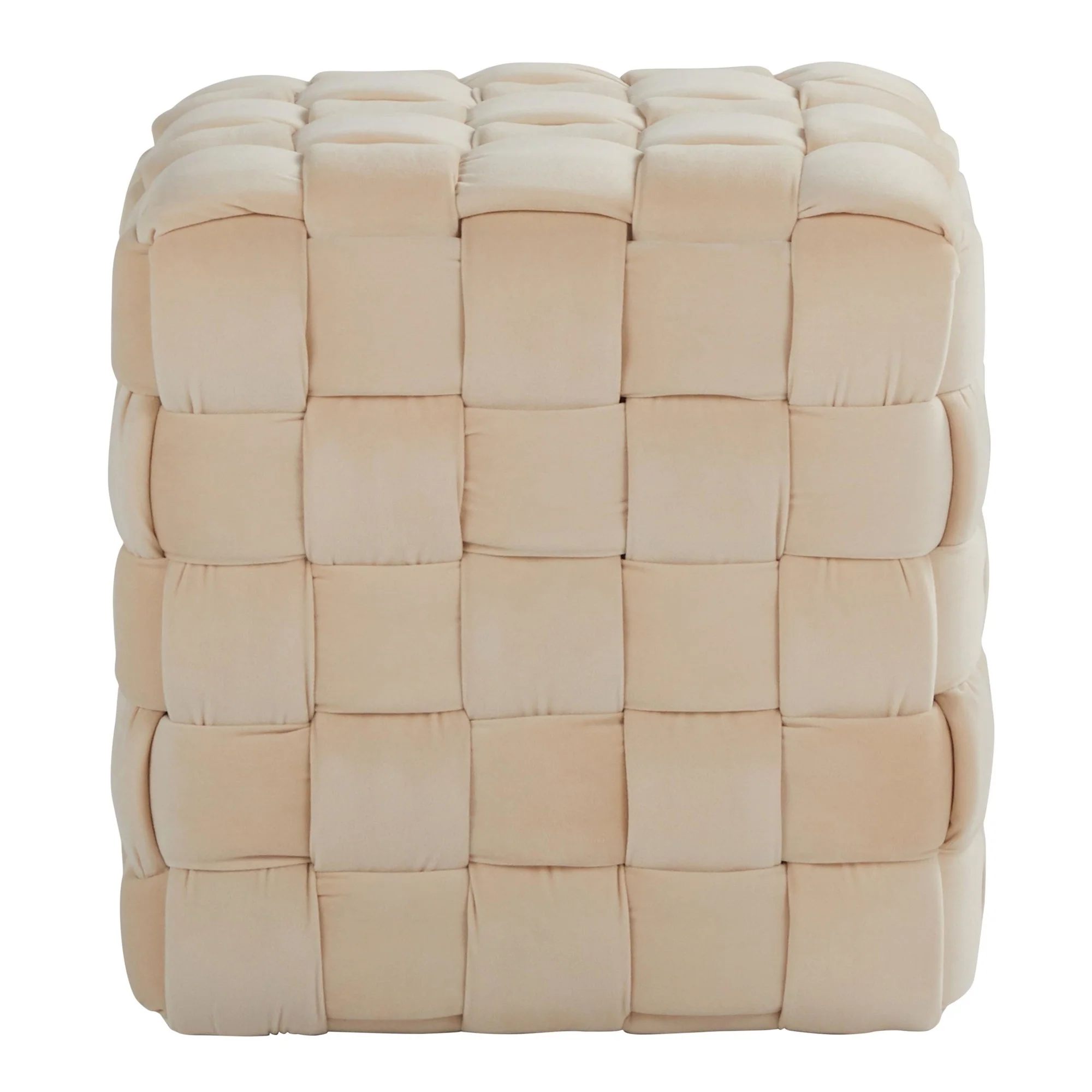 Braided Square 16" Ottoman Cream By LumiSource - Image 4