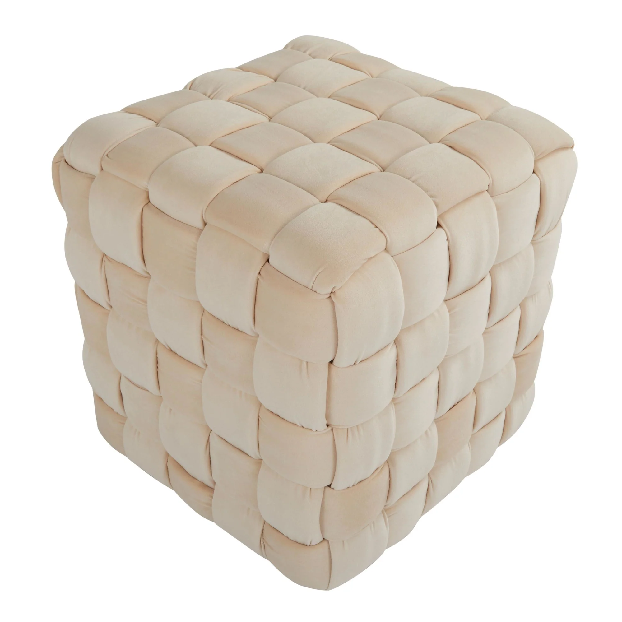 Braided Square 16" Ottoman Cream By LumiSource - Image 5