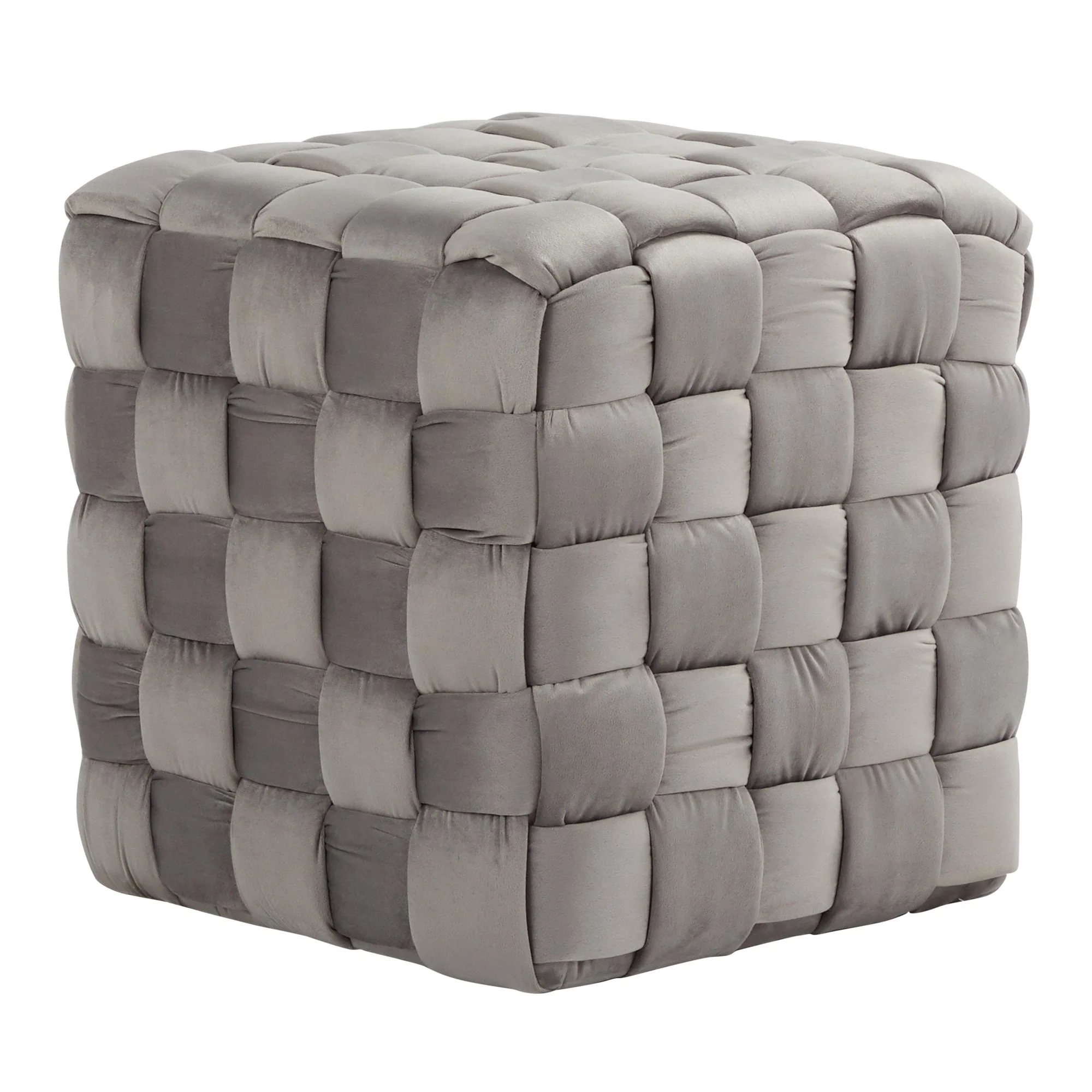 Braided Square 16" Ottoman Cream By LumiSource - Image 6