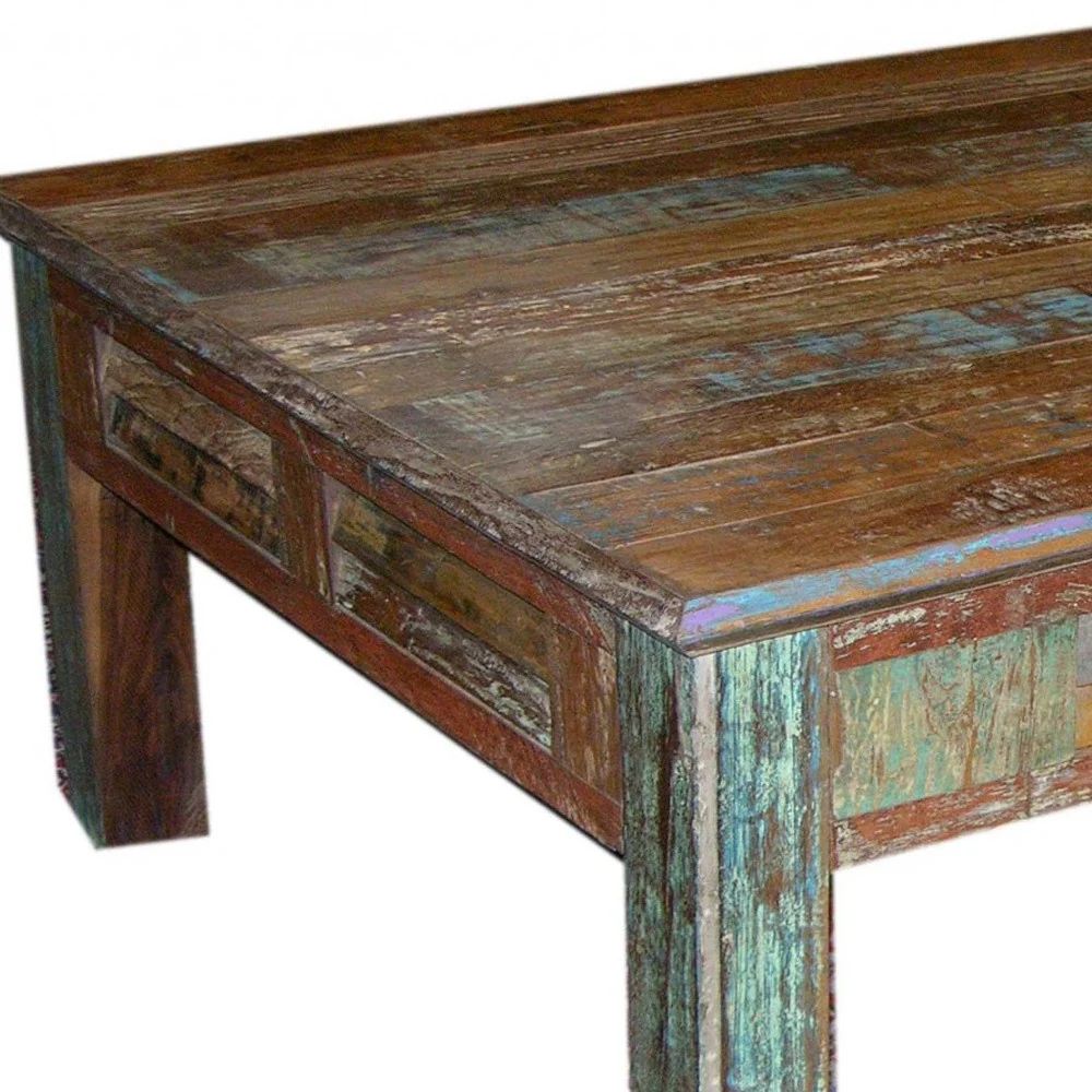 Square Distressed Wooden Coffee Table By Homeroots - Image 5