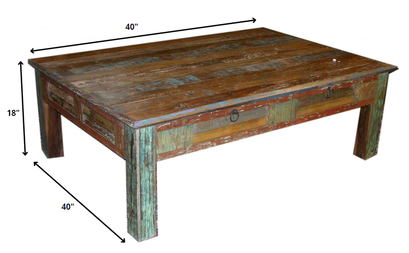 Square Distressed Wooden Coffee Table By Homeroots - Image 6