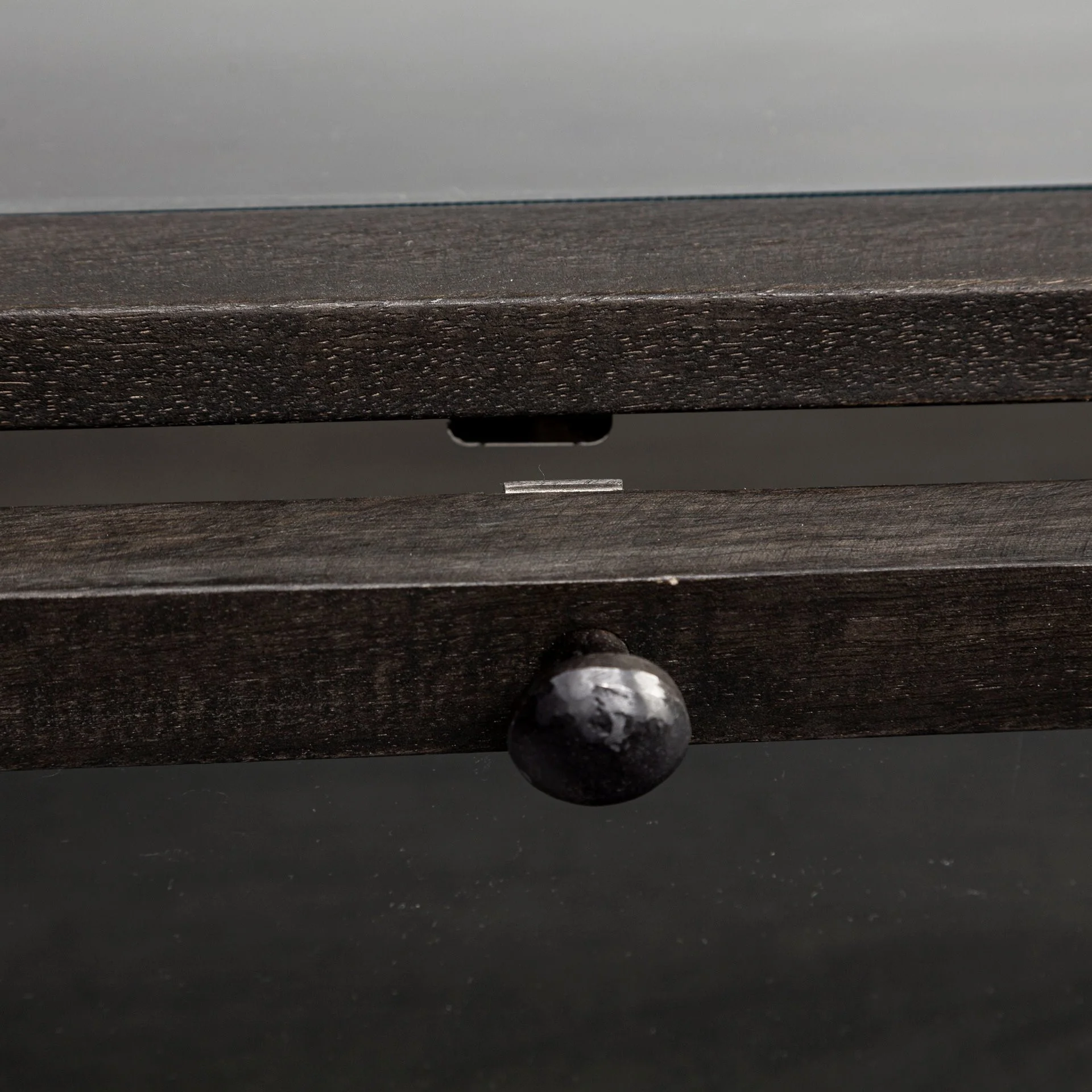 Square Glass Top Wood and Black Metal Base Display Coffee Table w 2 Drawers By Homeroots - Image 5