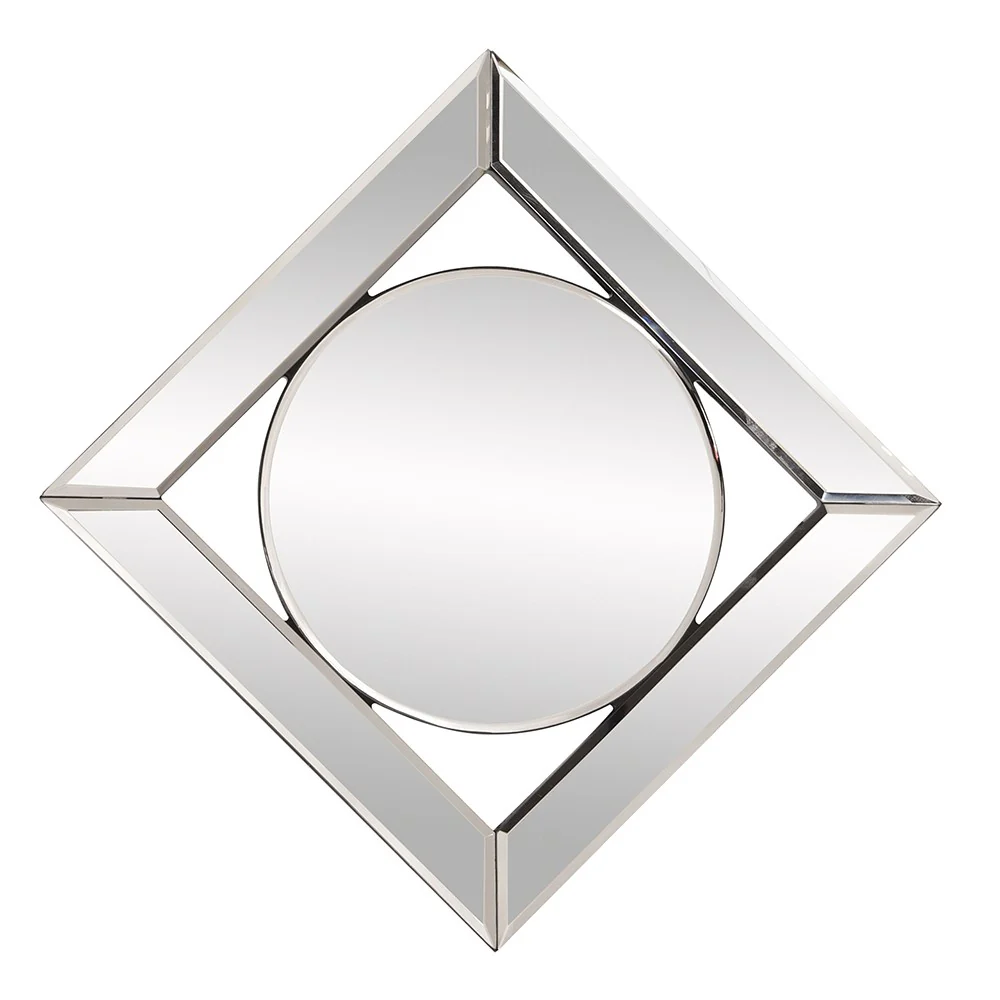 Square Mirror with Center Round Mirror By Homeroots - Image 4