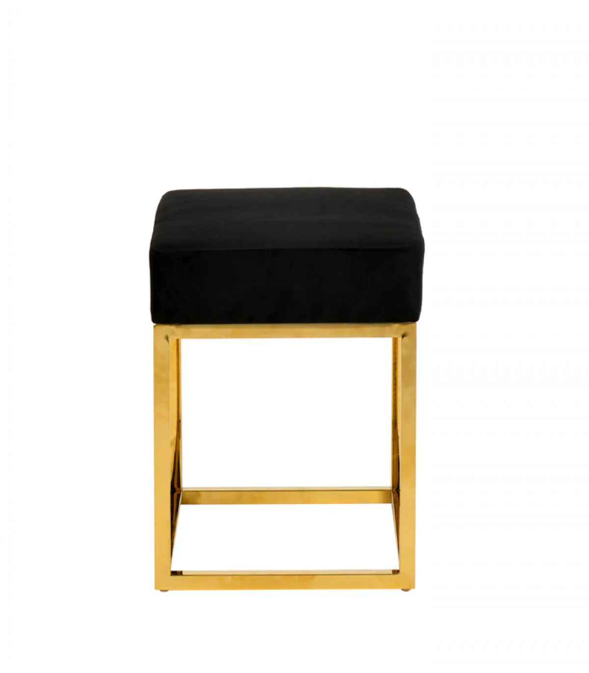 Square Modern Black Velvet Ottoman with Gold Stainless Steel By Homeroots - Image 6