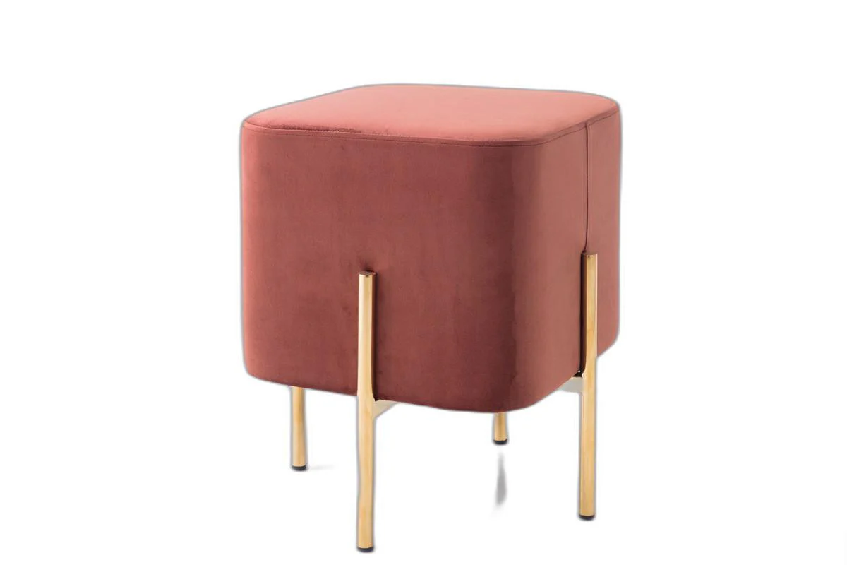 Square Modern Copper Upholstered Ottoman with Gold legs By Homeroots - Image 2