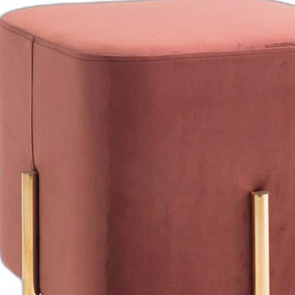 Square Modern Copper Upholstered Ottoman with Gold legs By Homeroots - Image 3