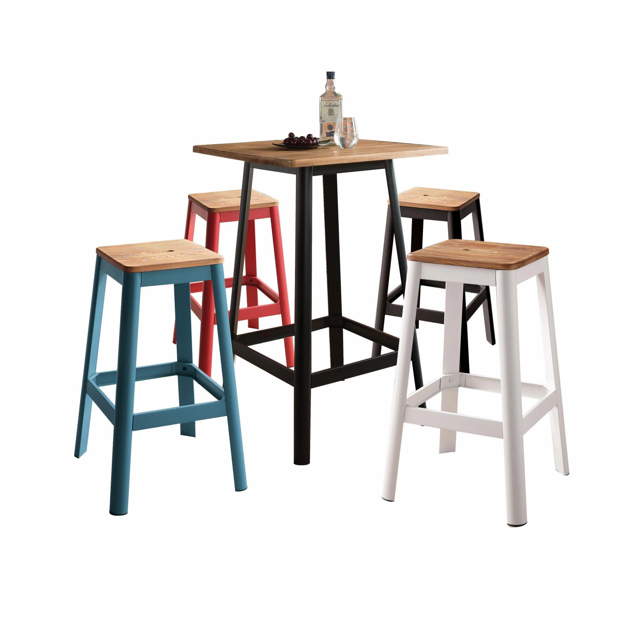 Square Natural And Black High Top Bar Table By Homeroots - Image 3