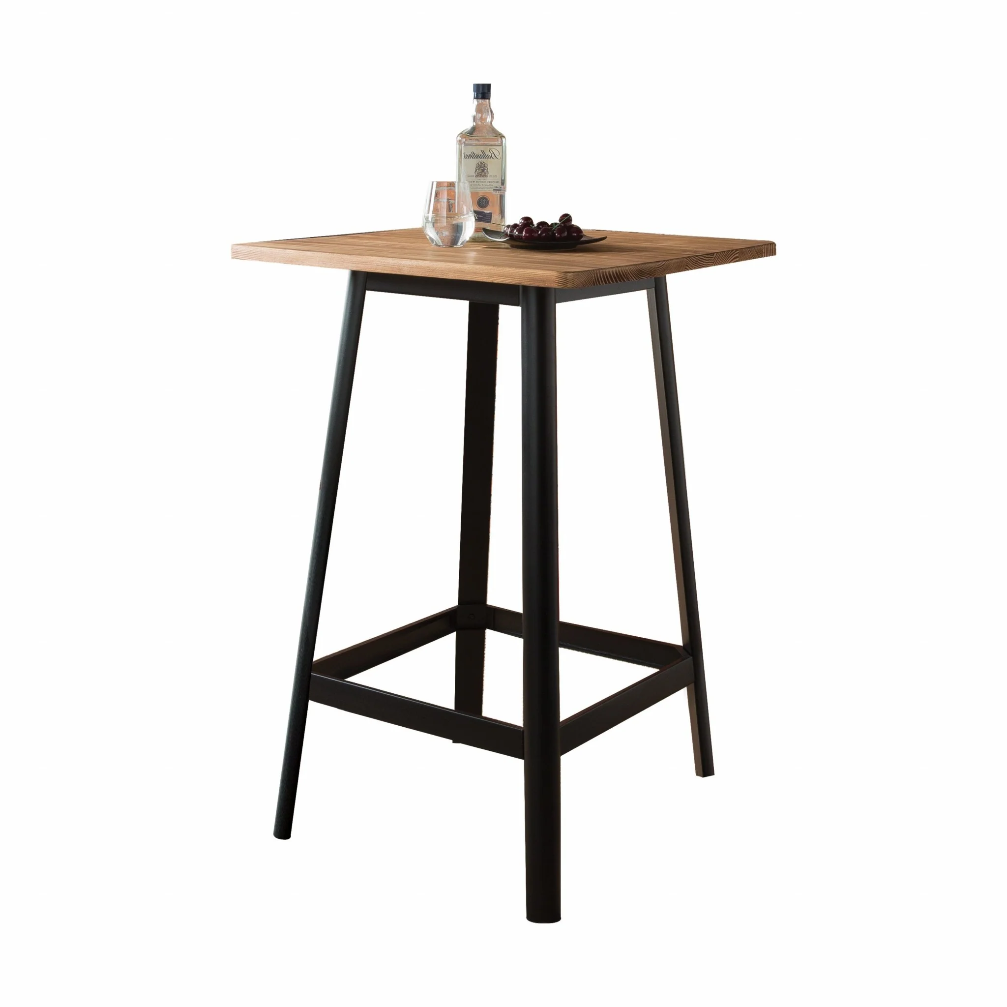Square Natural And Black High Top Bar Table By Homeroots - Image 4