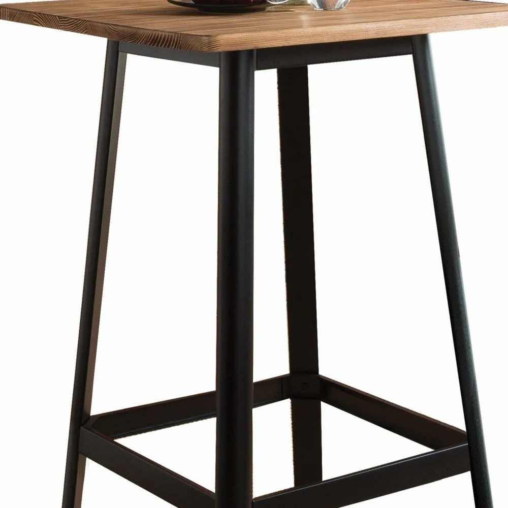 Square Natural And Black High Top Bar Table By Homeroots - Image 5