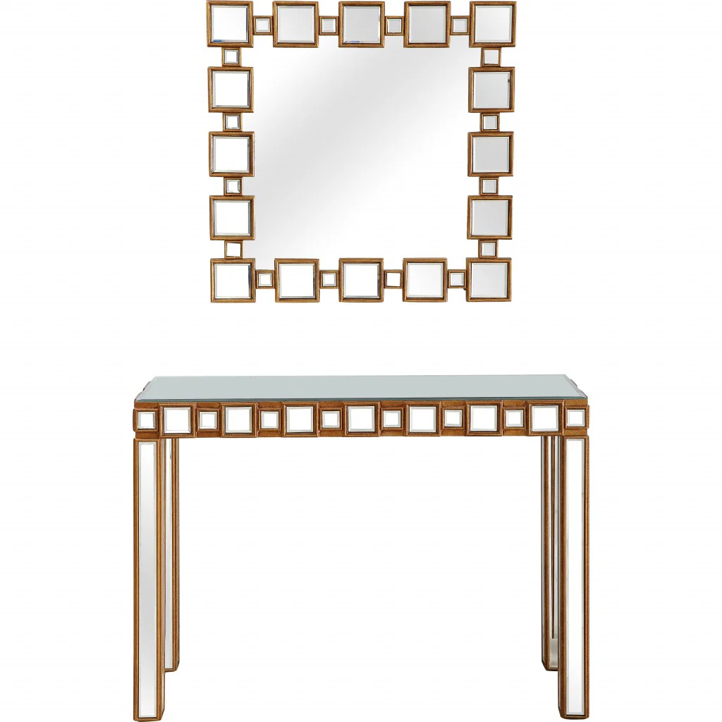 Square Reflective Mirror and Console Table By Homeroots - Image 4