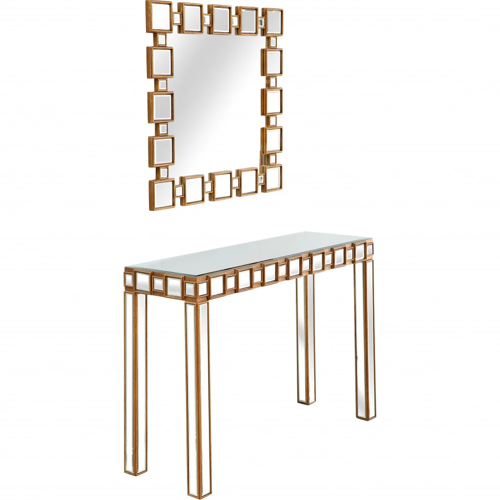 Square Reflective Mirror and Console Table By Homeroots - Image 5