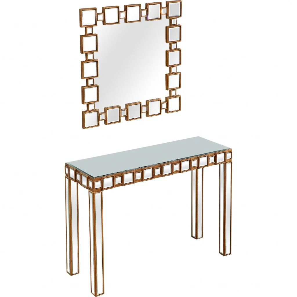 Square Reflective Mirror and Console Table By Homeroots - Image 6