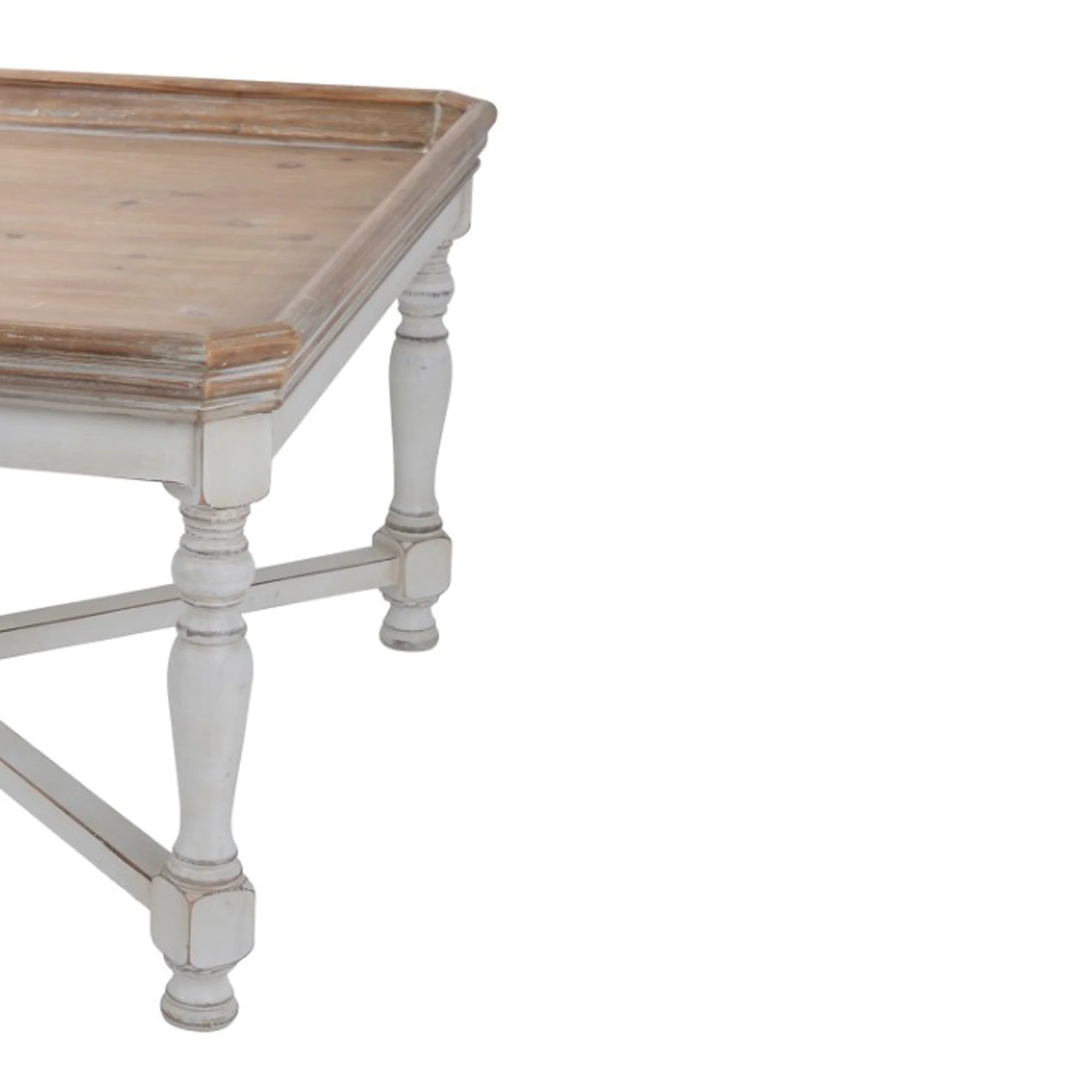 Square Shaped Wooden Coffee Table With Beveled Edges, Brown & Gray By Benzara - Image 4