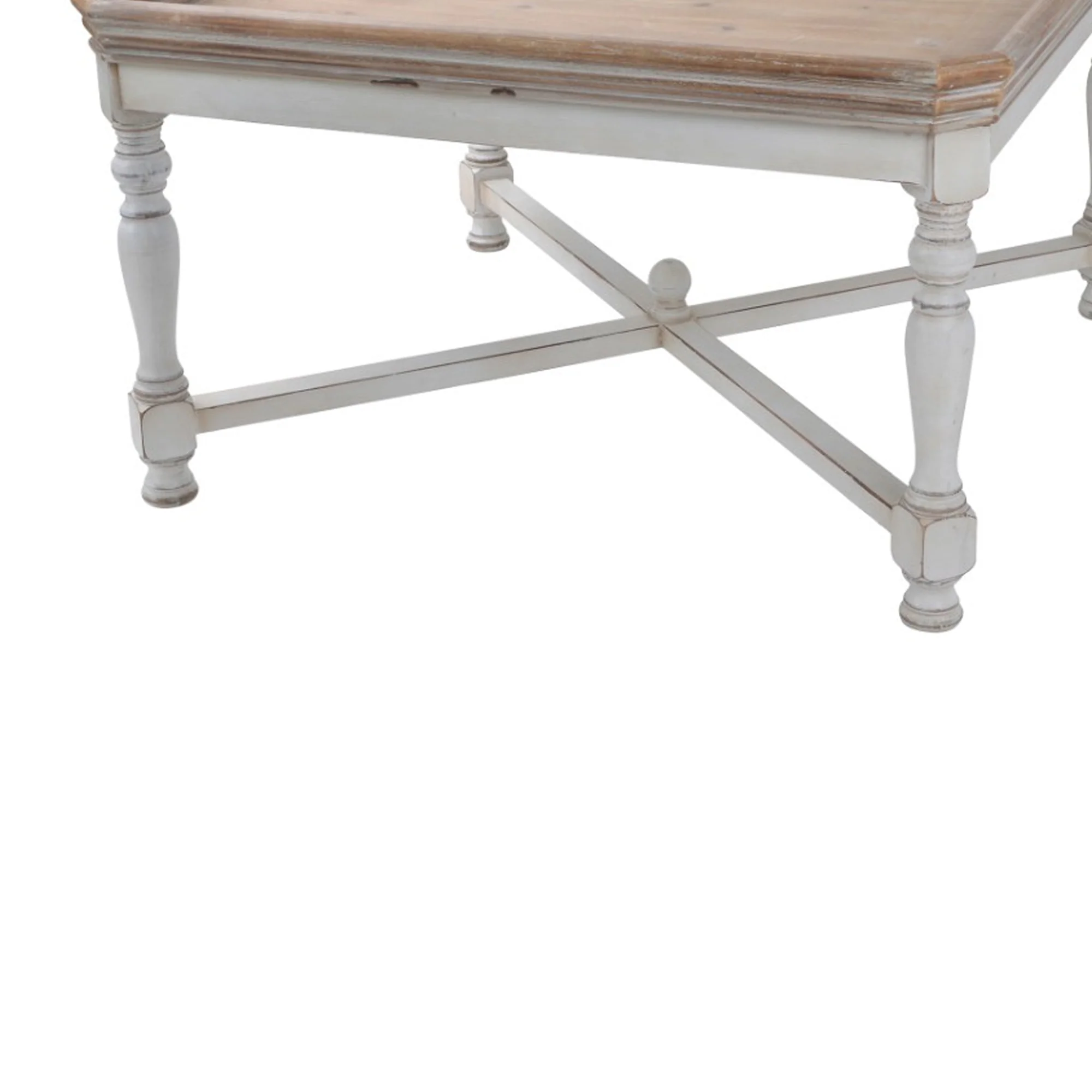 Square Shaped Wooden Coffee Table With Beveled Edges, Brown & Gray By Benzara - Image 5