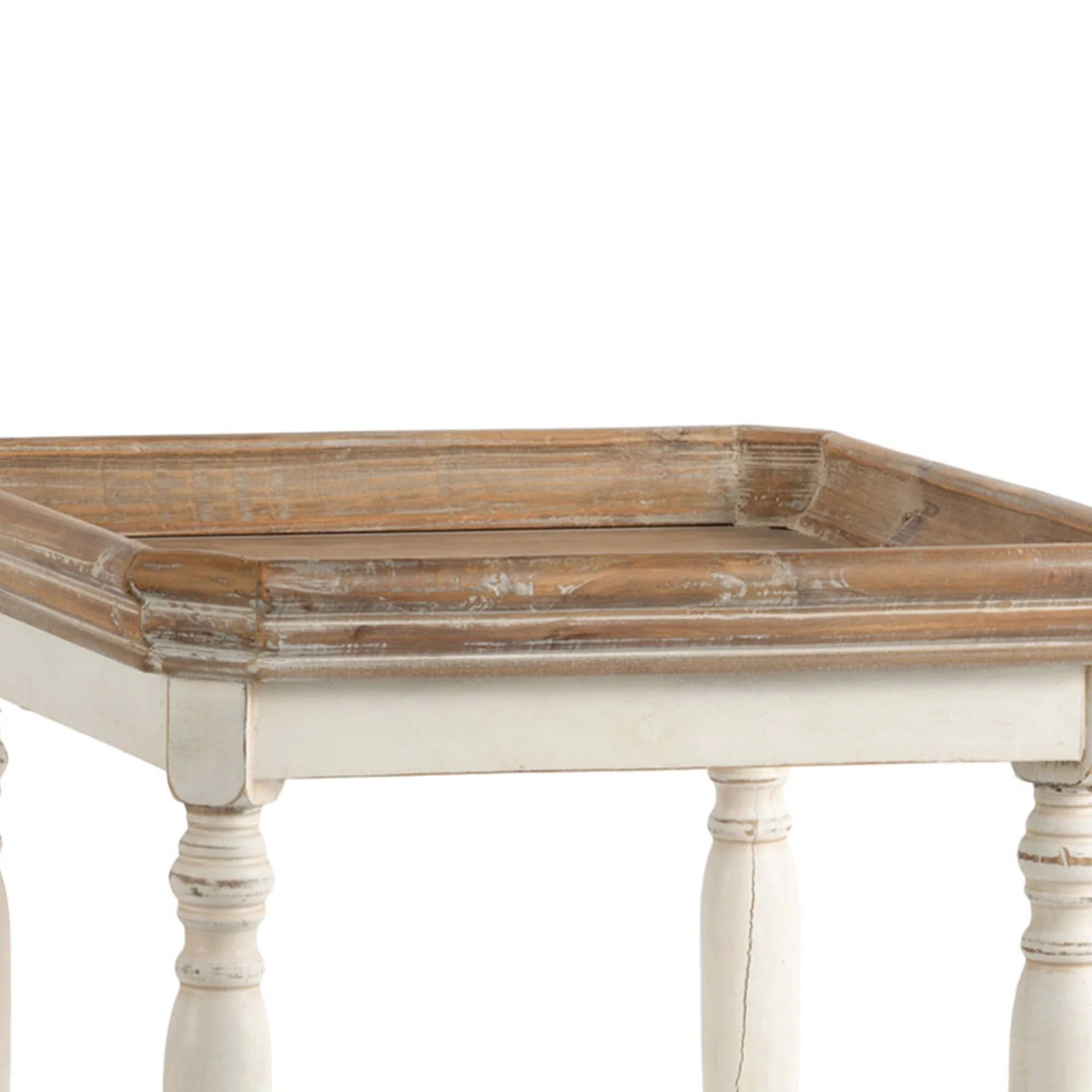 Square Shaped Wooden Side Table With Cross Base, Brown & Gray By Benzara - Image 3