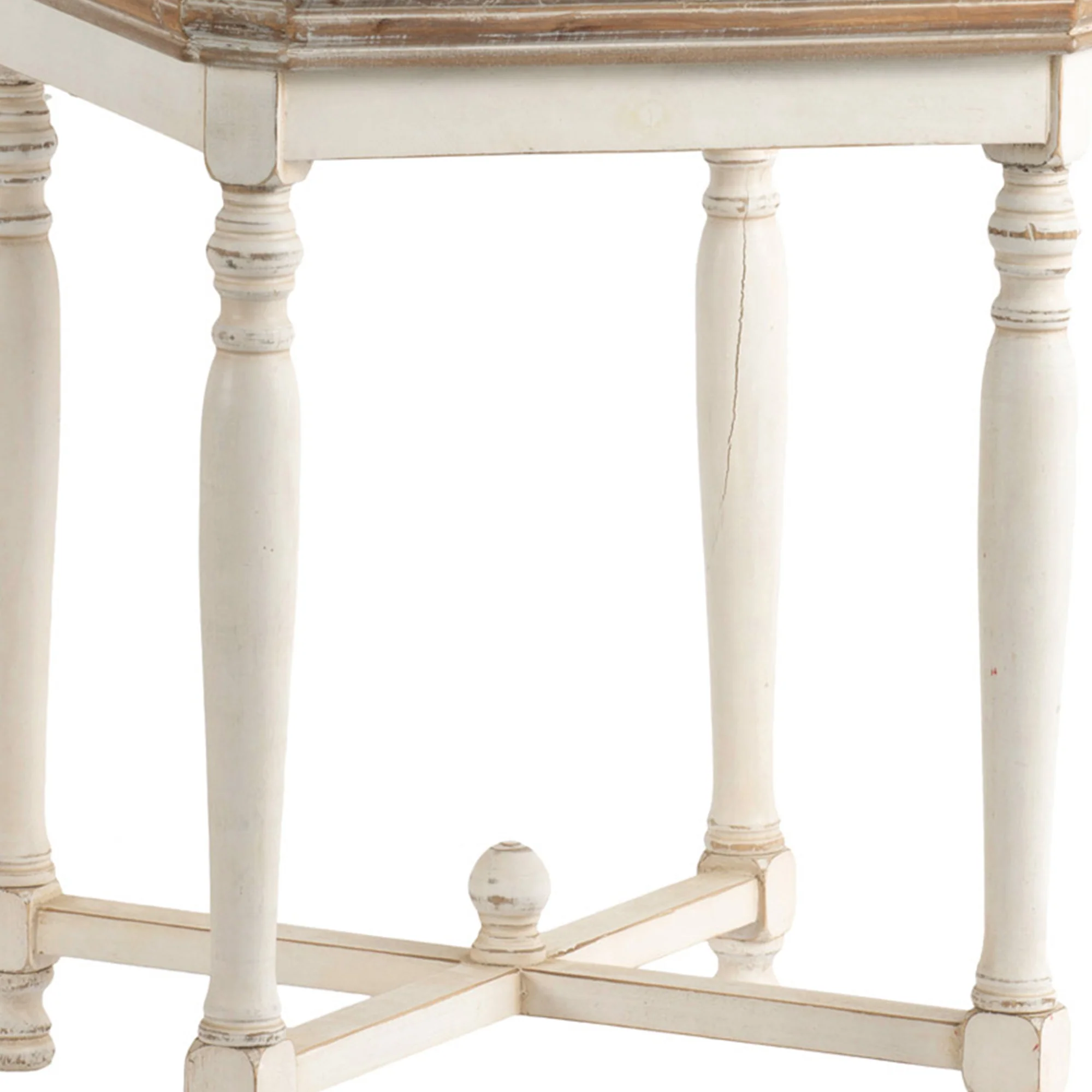 Square Shaped Wooden Side Table With Cross Base, Brown & Gray By Benzara - Image 5