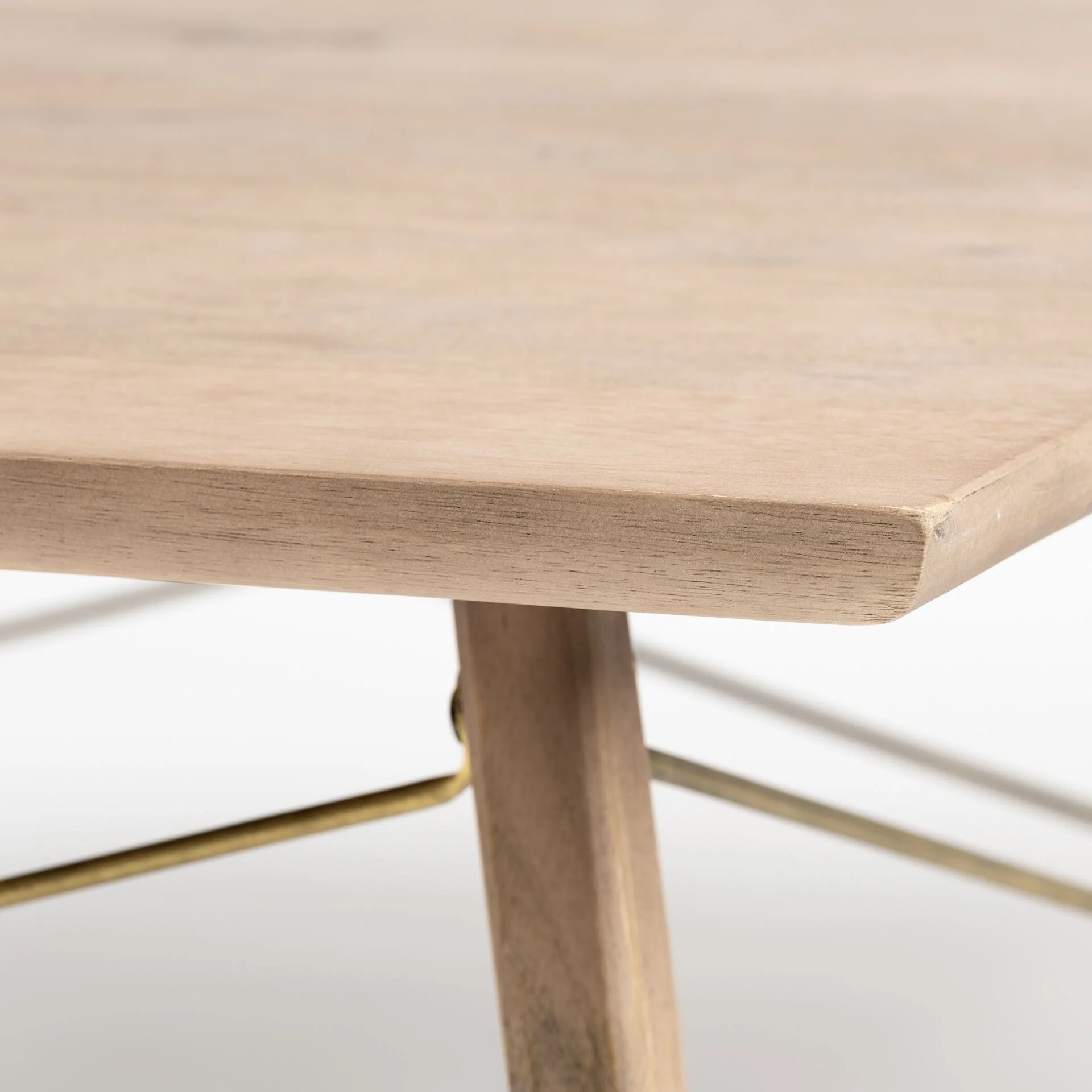 Square Solid Wood Top & Legs Coffee Table wMetal Bracing By Homeroots - Image 3