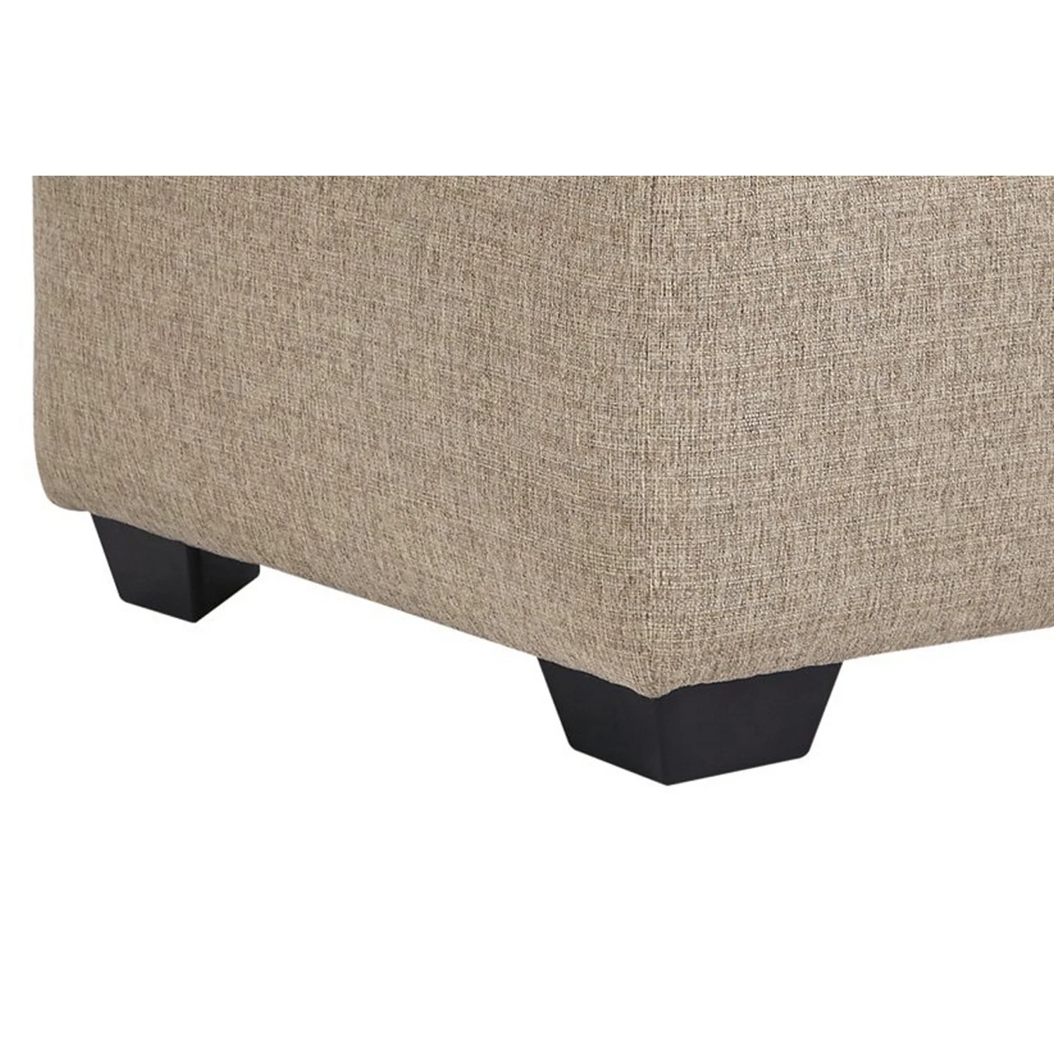 Square Textured Fabric Upholstered Oversized Accent Ottoman, Beige By Benzara - Image 3