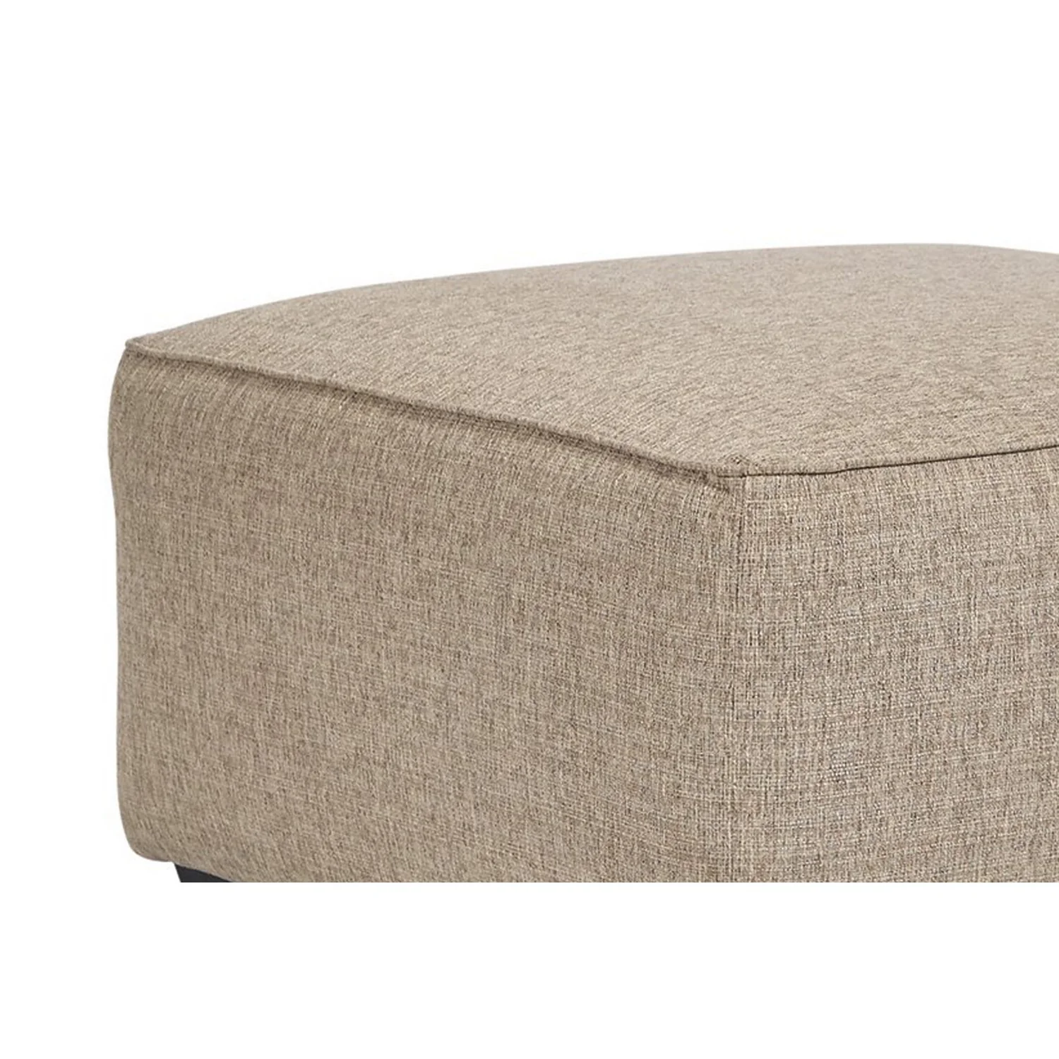 Square Textured Fabric Upholstered Oversized Accent Ottoman, Beige By Benzara - Image 4