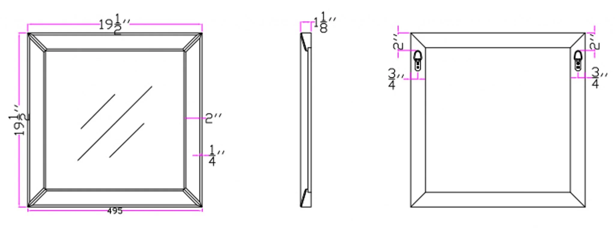 Square Wall Mounted Clear Mirror By Homeroots - Image 3
