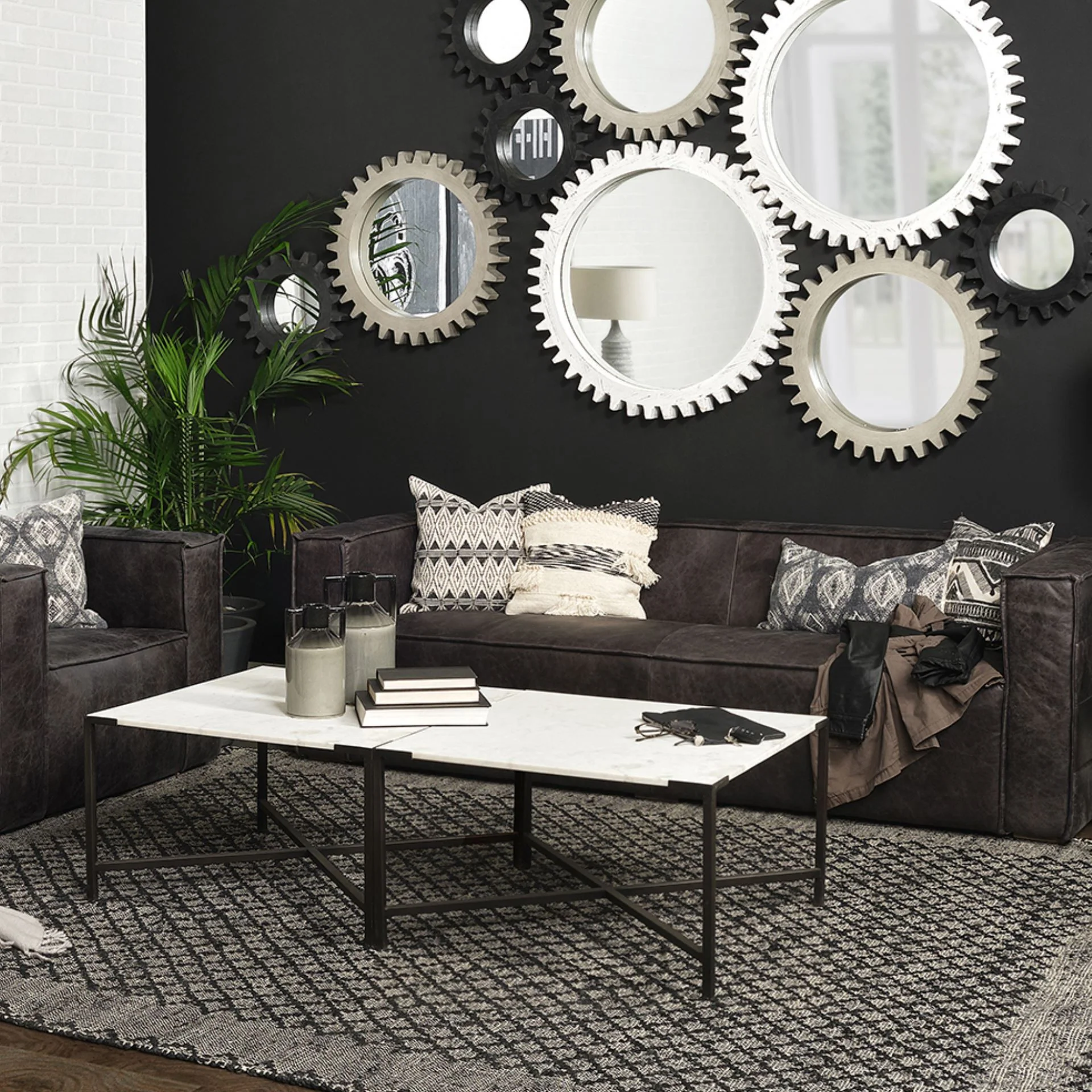 Square White Marble Top andd Black Metal Base Coffee Table By Homeroots - Image 4